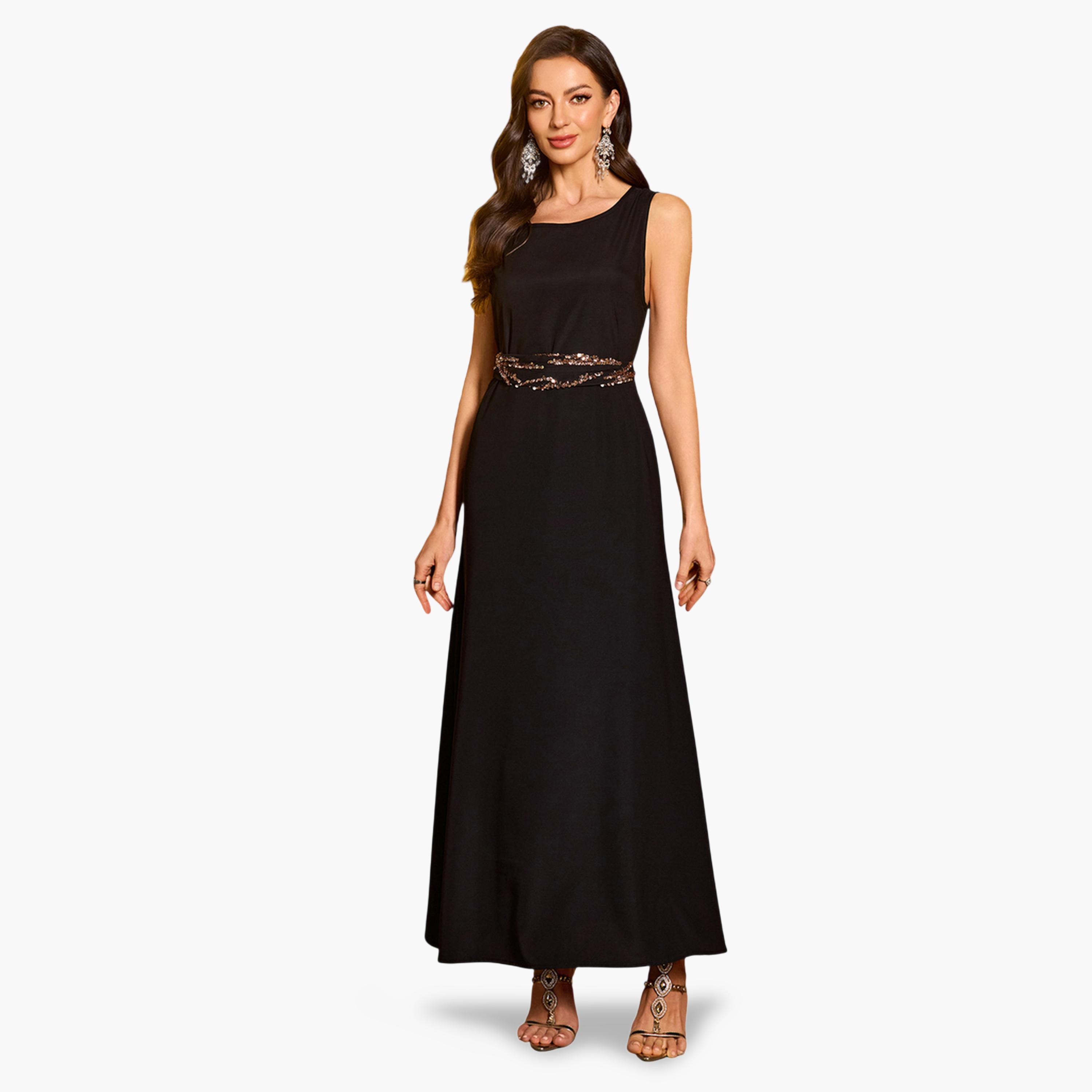 SUPGIR X Styli Sequin Detail Batwing Sleeve Kimono with Inner Maxi Dress Set-women-clothing-coordsets-image-2