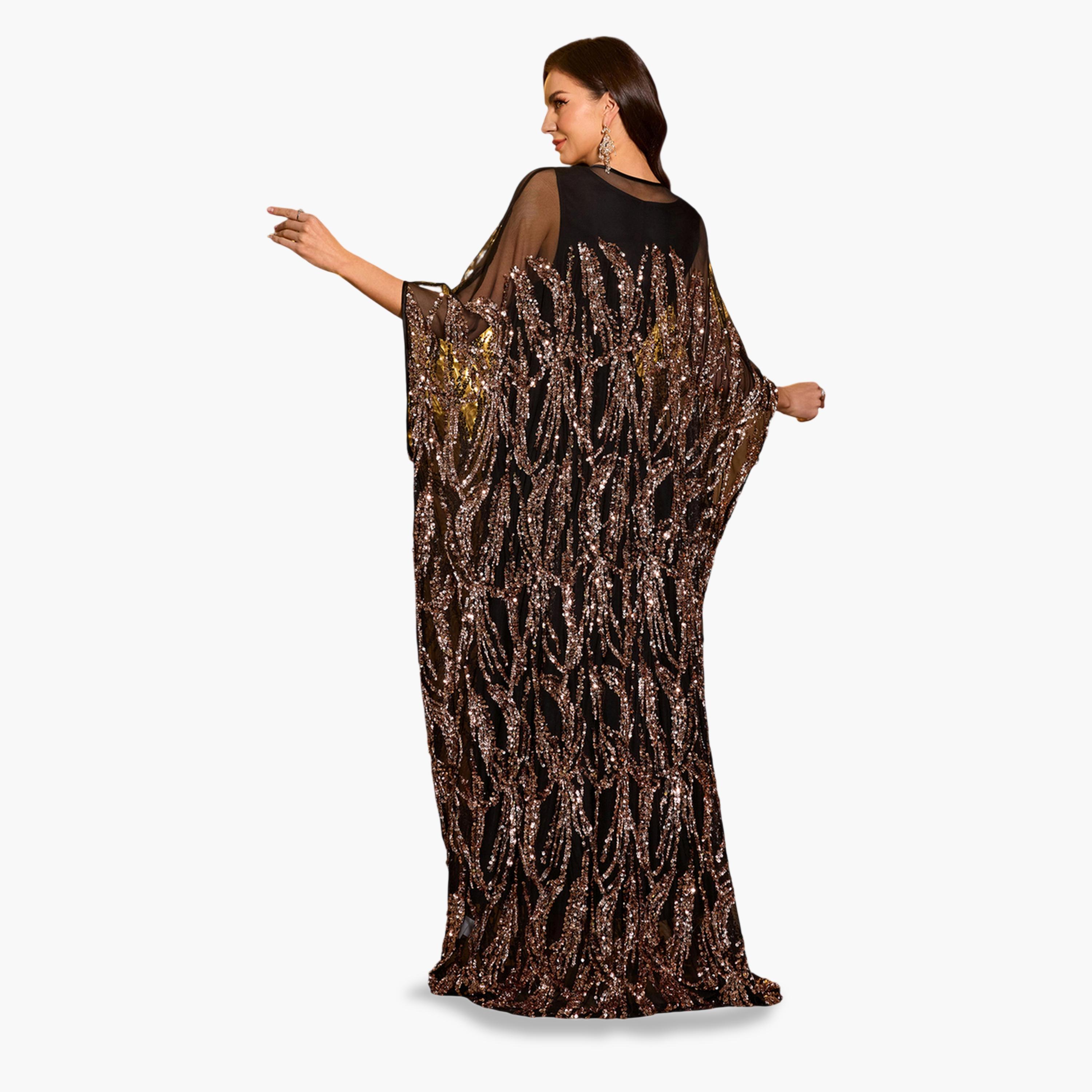 SUPGIR X Styli Sequin Detail Batwing Sleeve Kimono with Inner Maxi Dress Set-women-clothing-coordsets-image-5