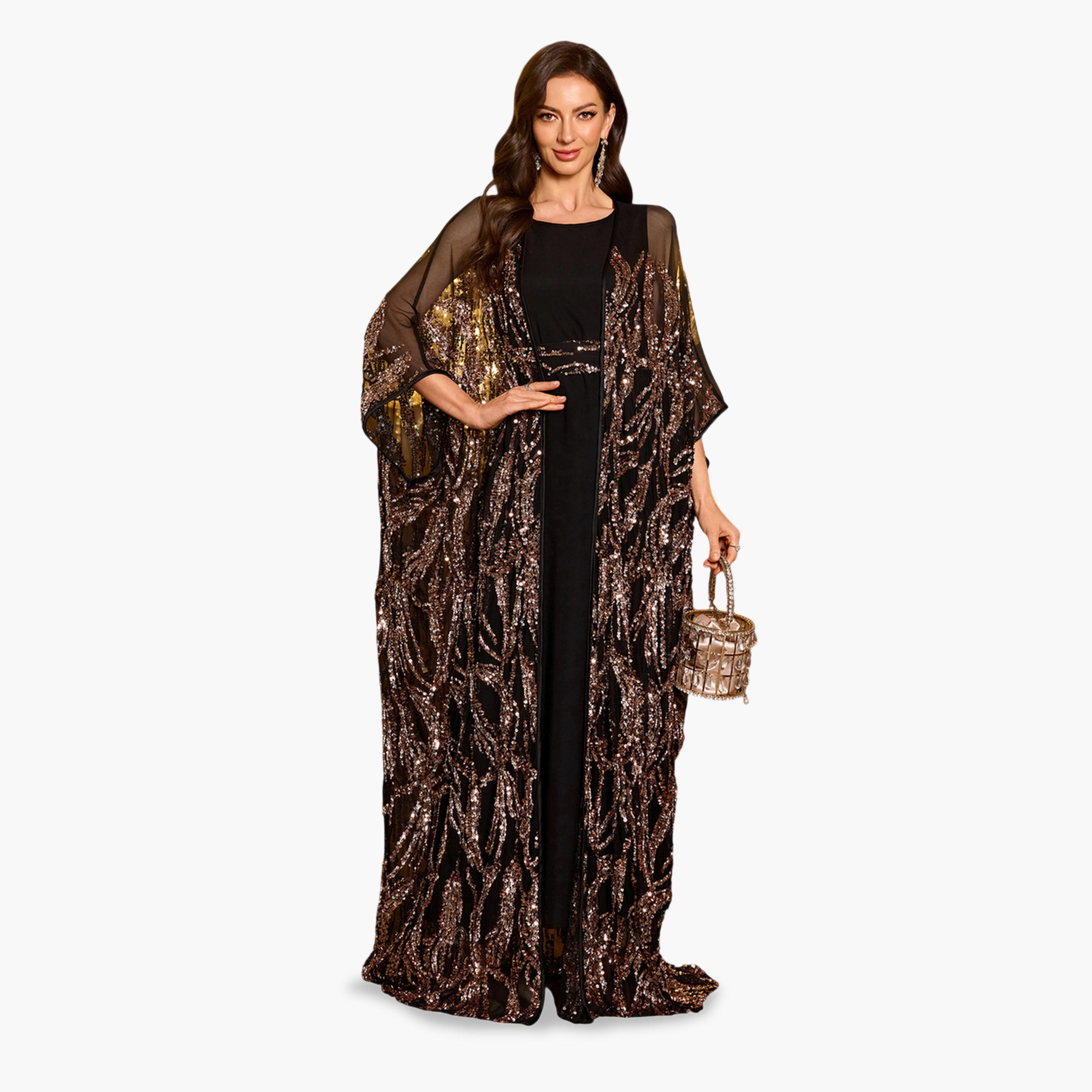 SUPGIR X Styli Sequin Detail Batwing Sleeve Kimono with Inner Maxi Dress Set-women-clothing-coordsets-image-6