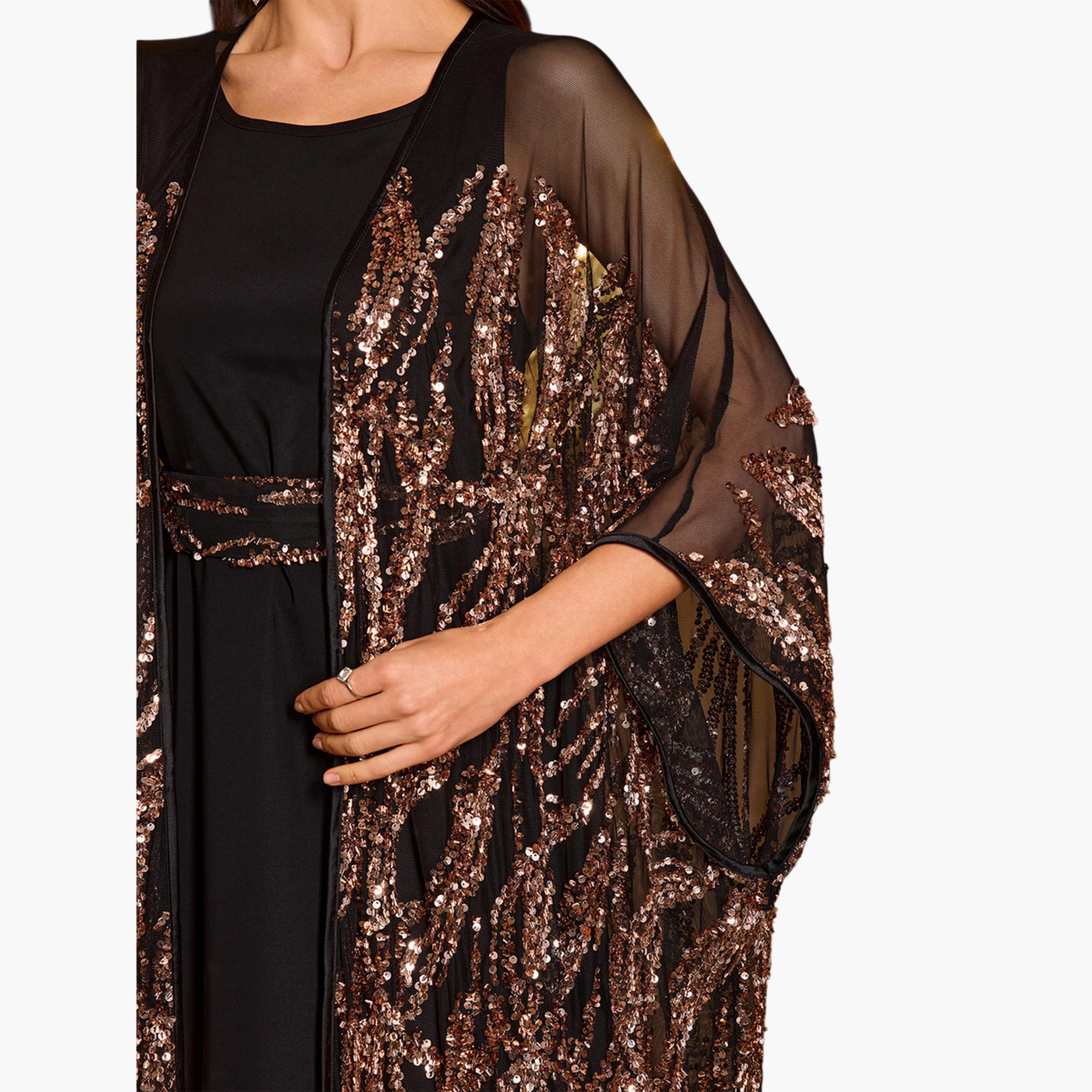 SUPGIR X Styli Sequin Detail Batwing Sleeve Kimono with Inner Maxi Dress Set-women-clothing-coordsets-image-7