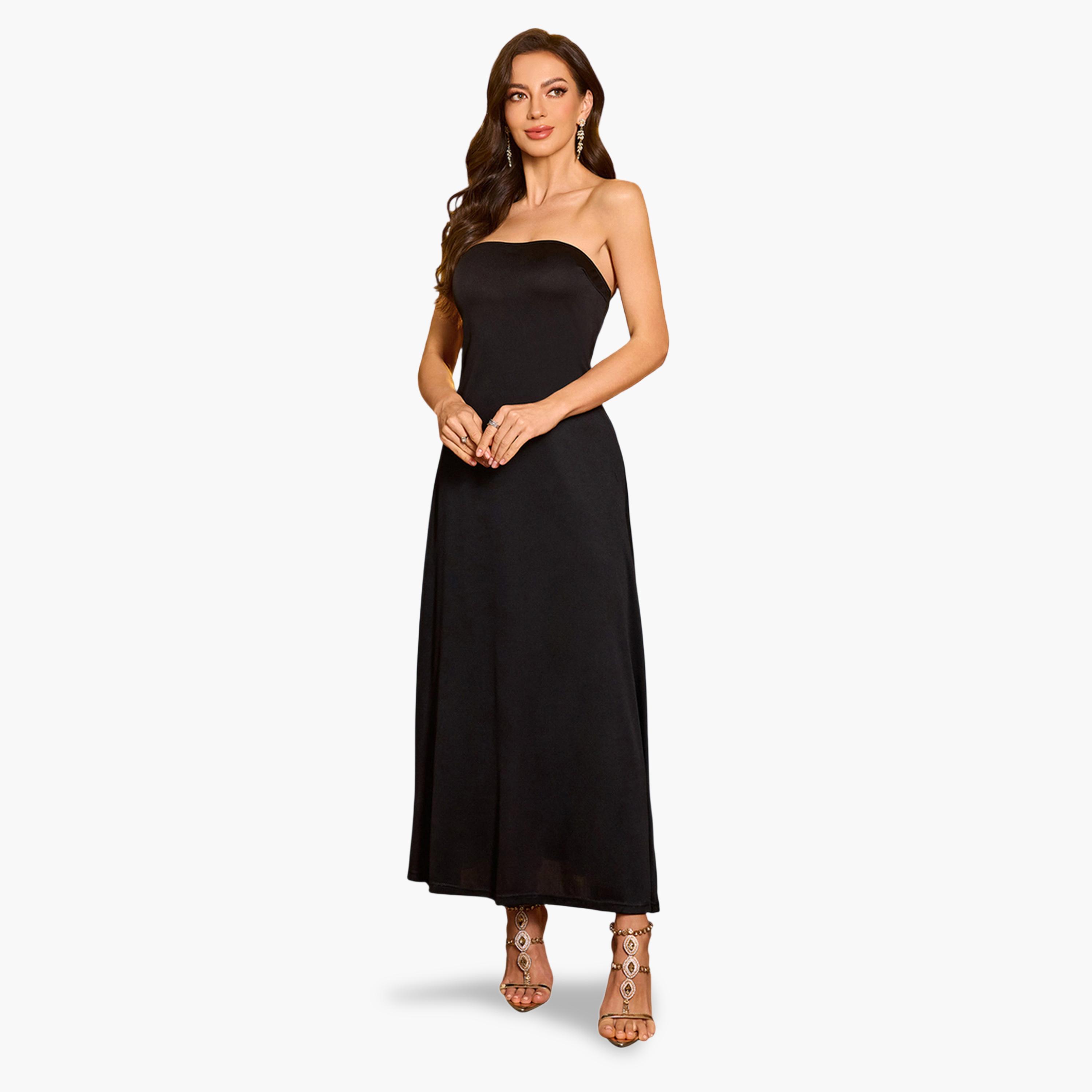 سبغير × ستايلي - قفطان ماكسي بأكمام واسعة مزينة بالترتر مع فستان داخلي-women-arabicclothing-kaftan-image-2