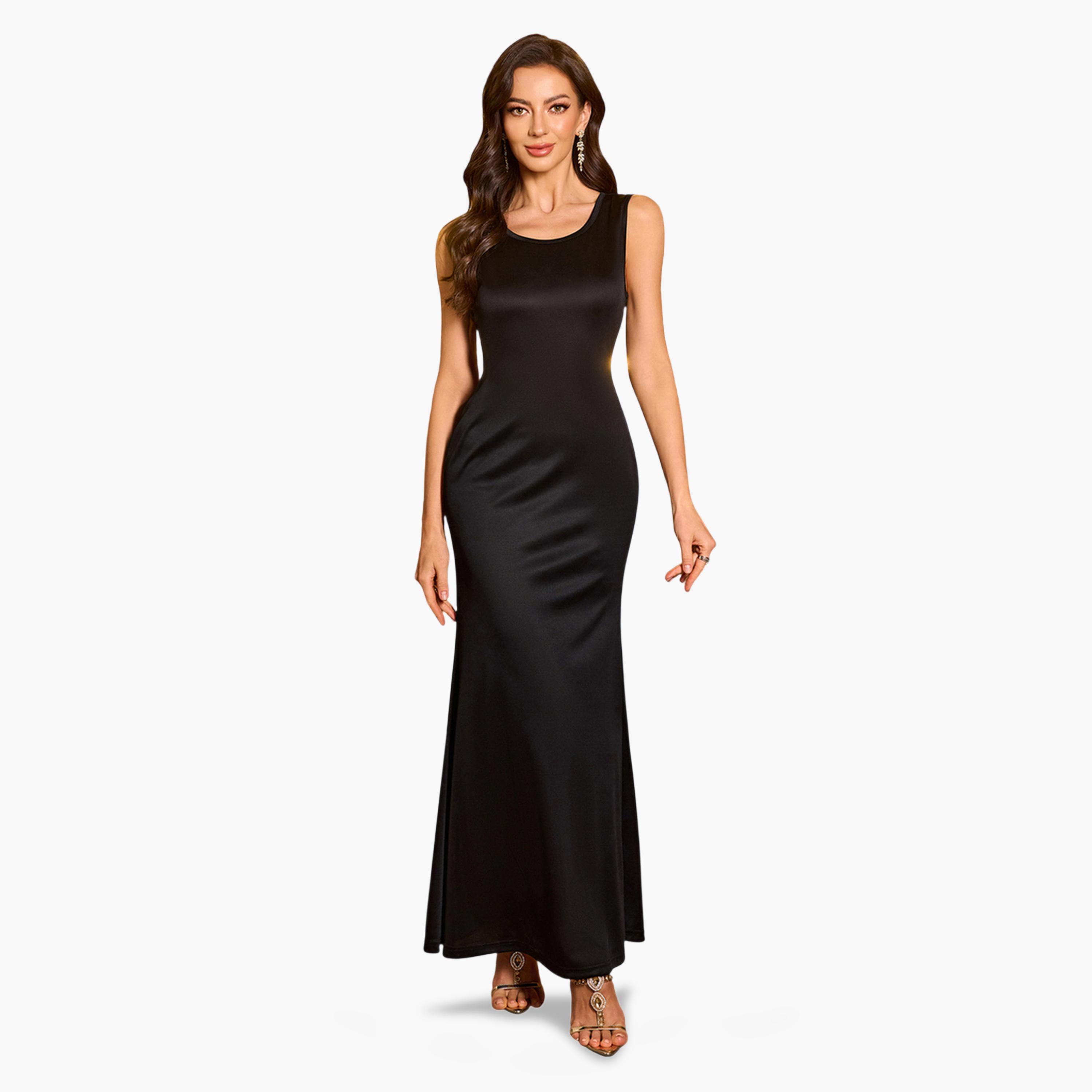 SUPGIR X Styli Black Sequin Batwing Sleeves Kaftan Dress with Maxi Dress Set-women-arabicclothing-sets-image-4