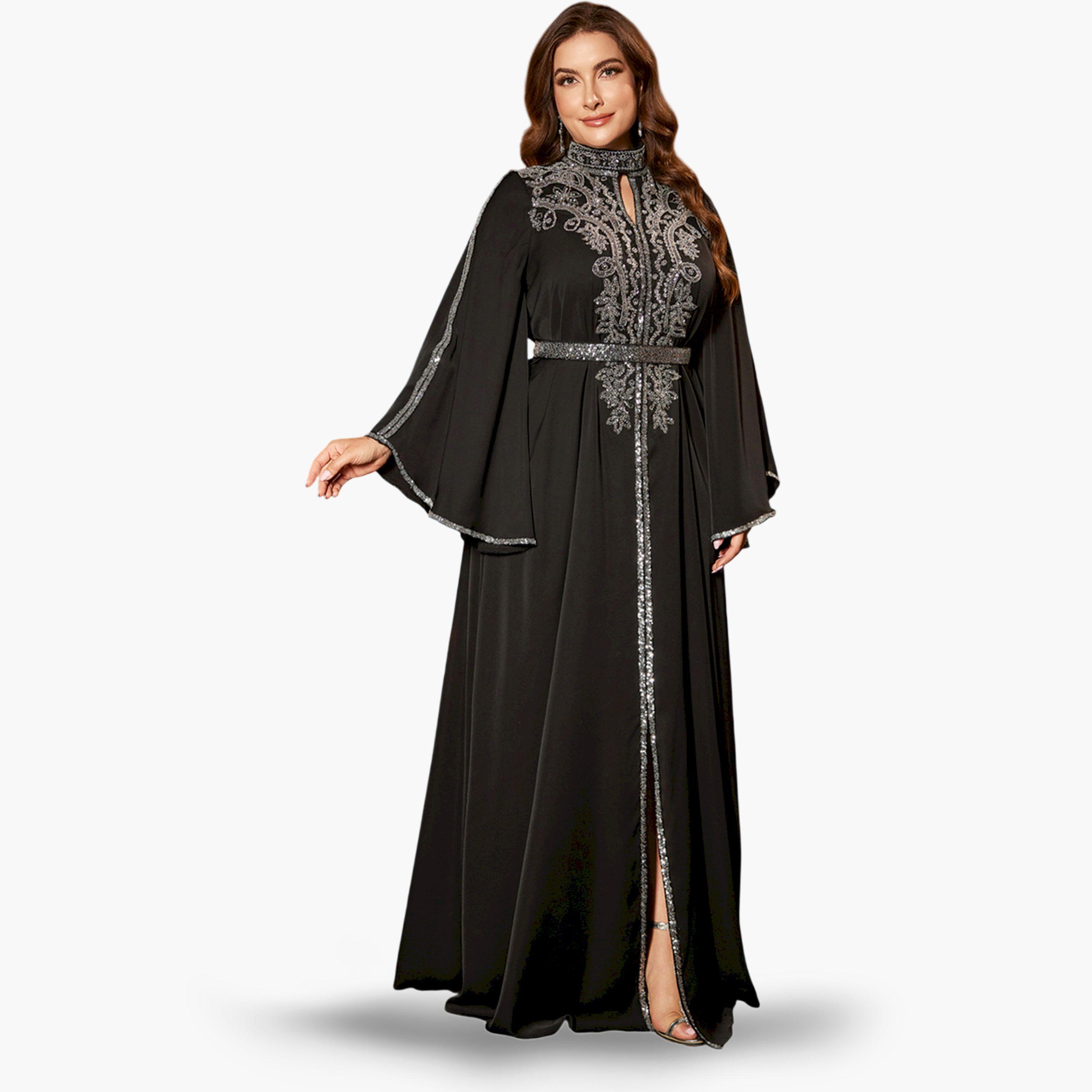 UNITHORSE X Styli Plus Size Black Embellished Maxi Dress-women-clothing-dresses-image-3