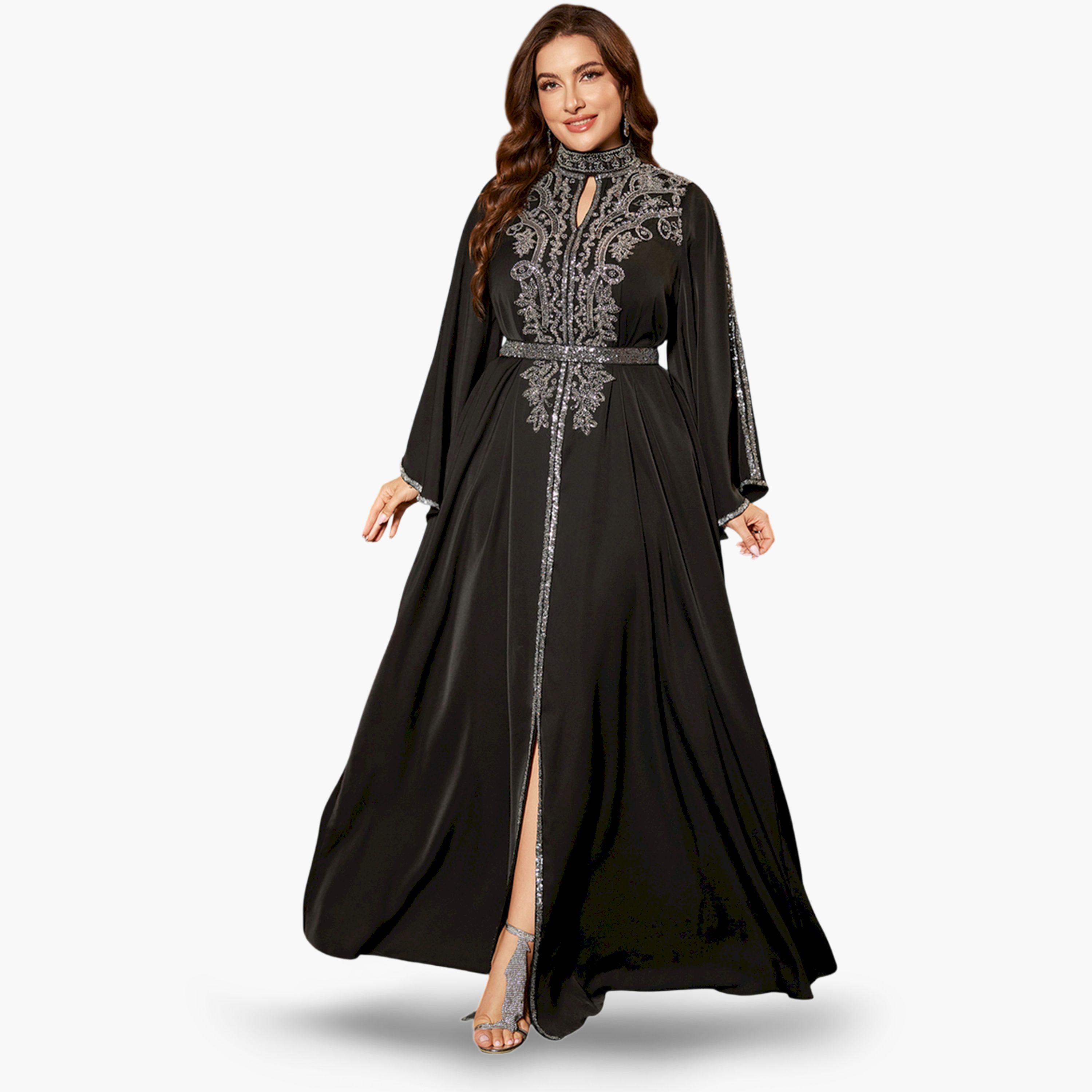 فستان طويل مزين بمقاس كبير-women-clothing-dresses-image-4