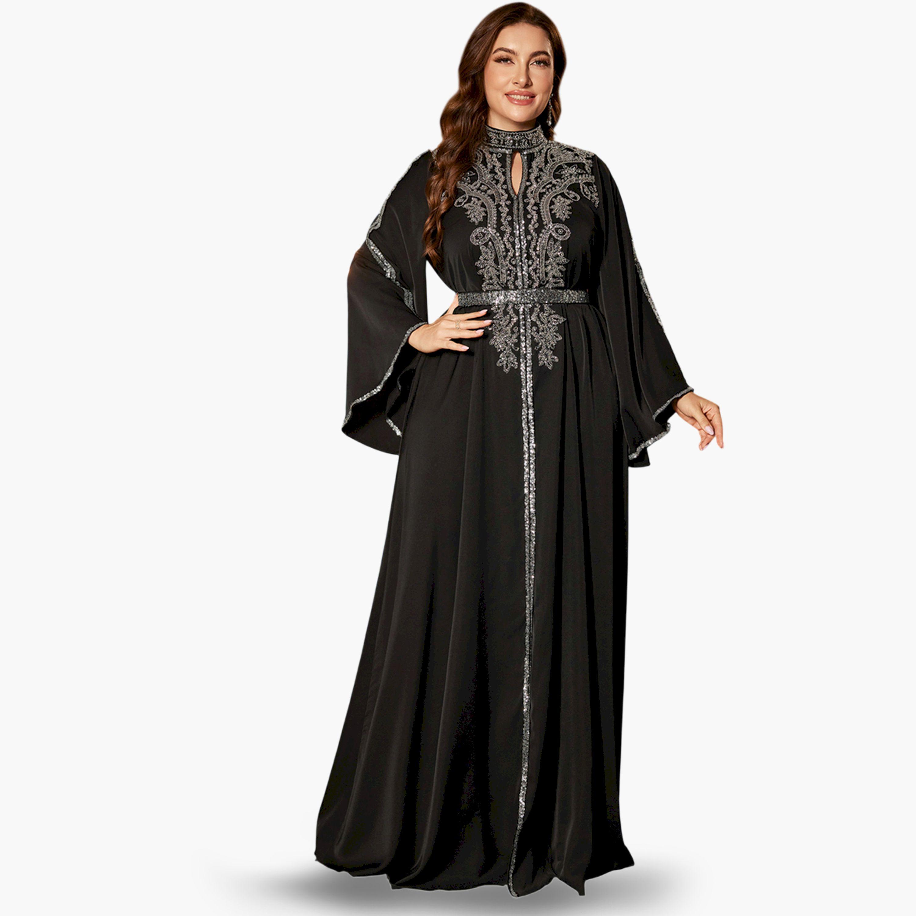 UNITHORSE X Styli Plus Size Black Embellished Maxi Dress-women-clothing-dresses-image-5