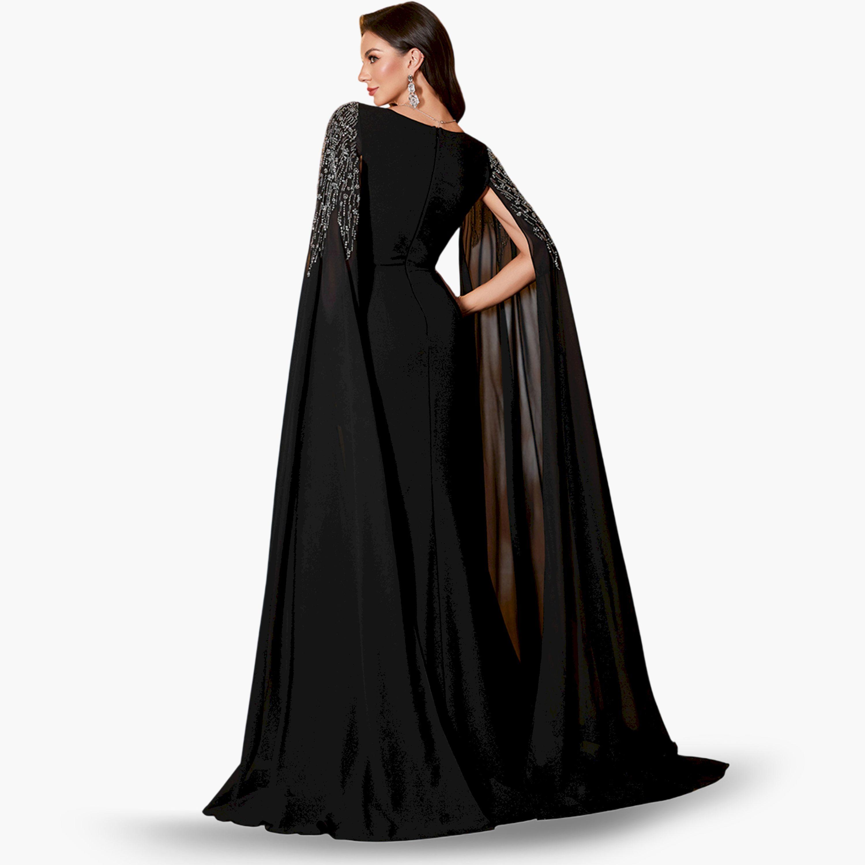 فستان طويل بأكمام كاب مزينة-women-clothing-dresses-image-2
