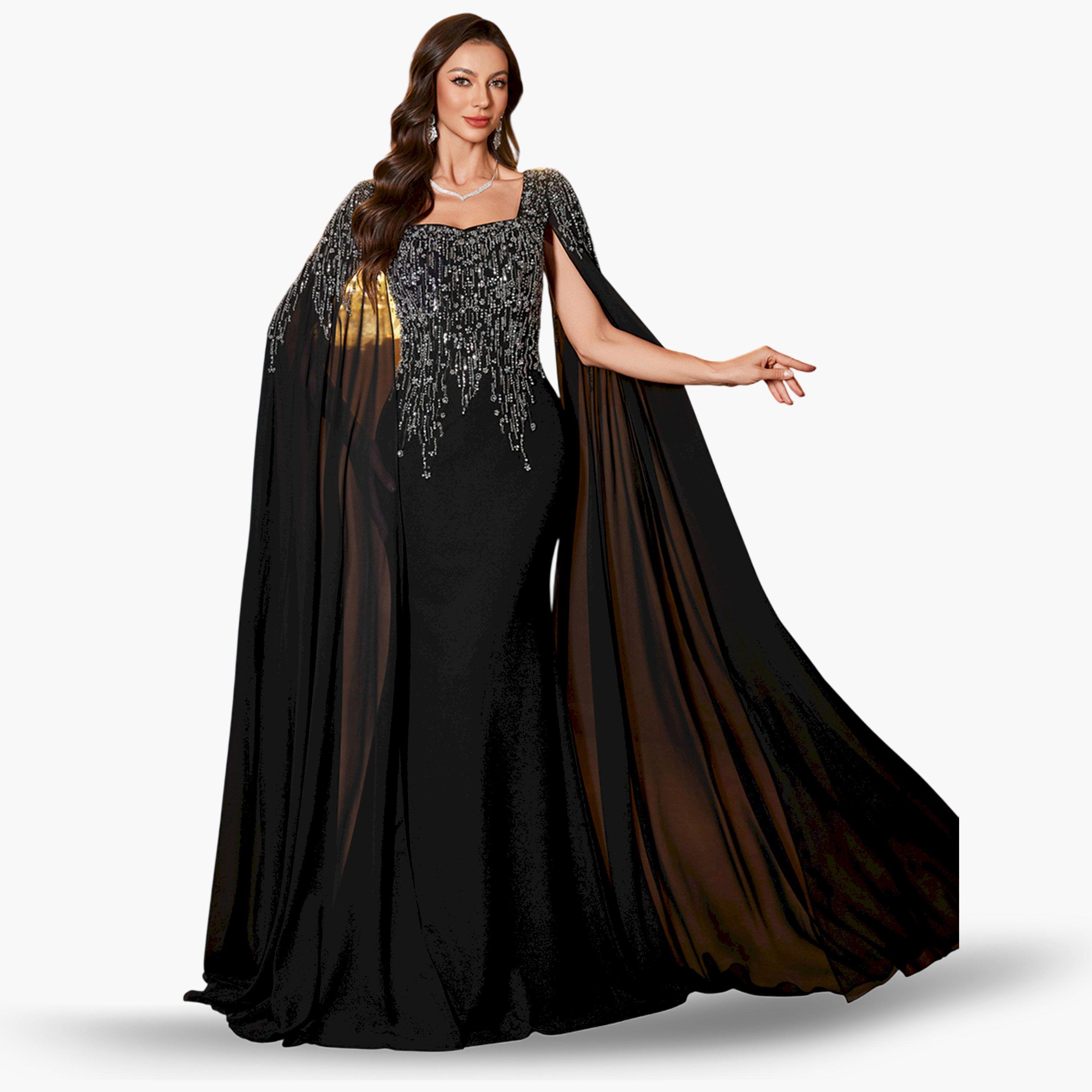 فستان طويل بأكمام كاب مزينة-women-clothing-dresses-image-3