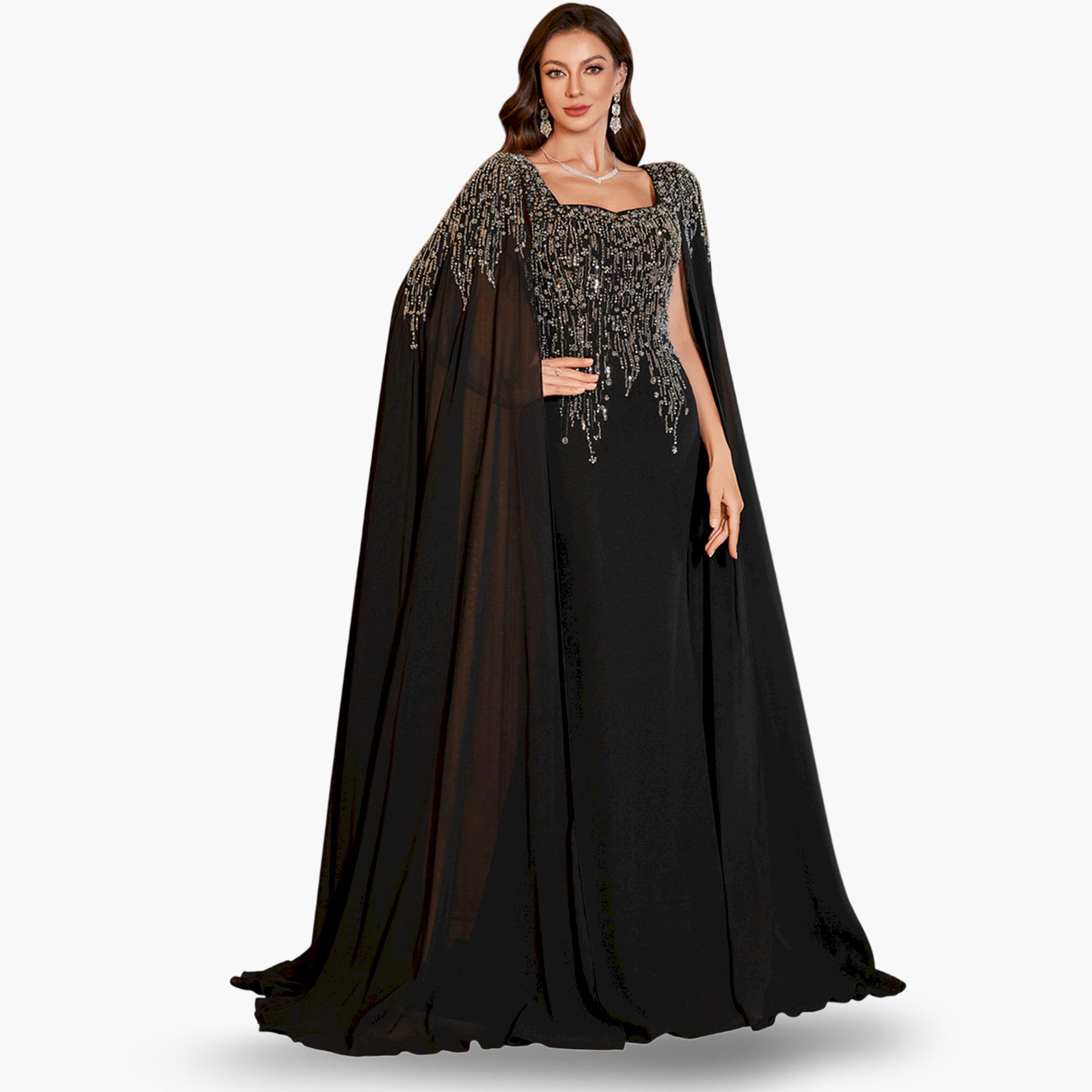فستان طويل بأكمام كاب مزينة-women-clothing-dresses-image-5