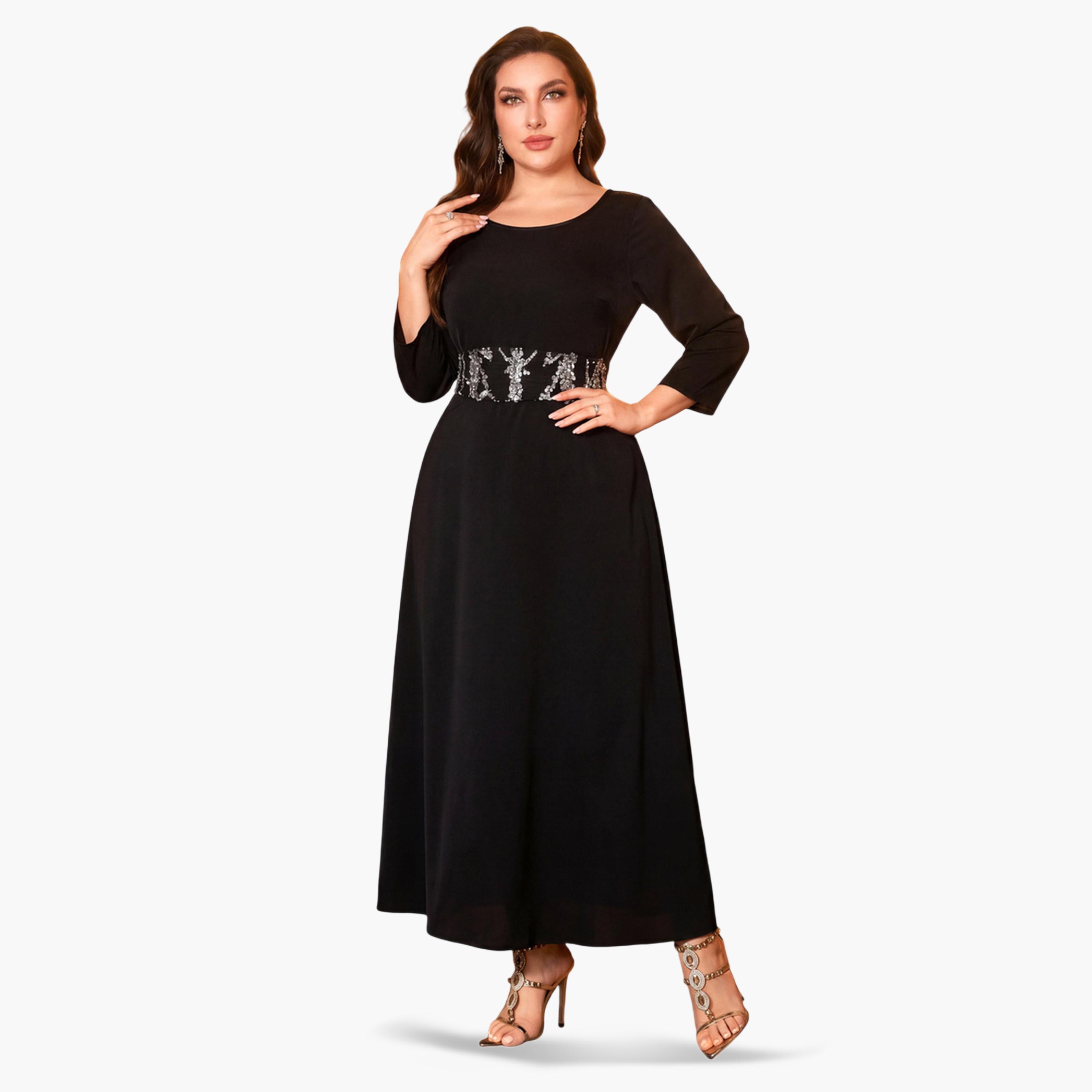 SUPGIR X Styli Plus Size Sequin Cape and Maxi Dress Co-ord Set-women-clothing-coordsets-image-2