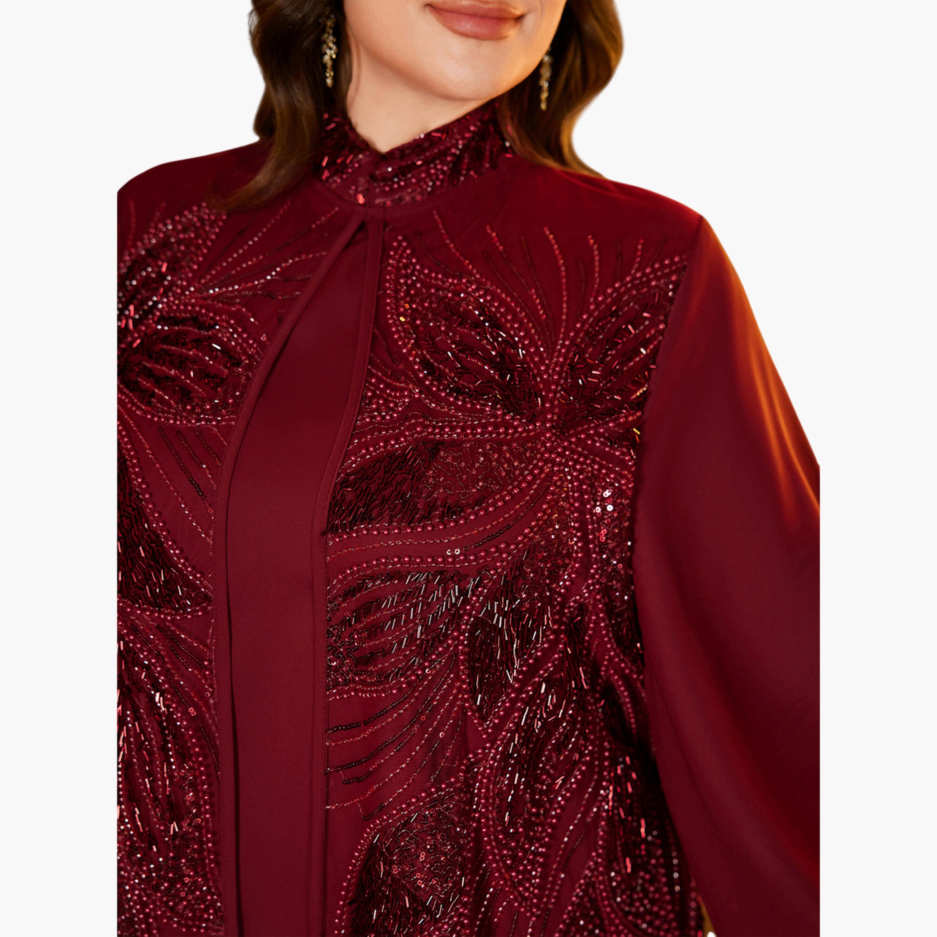 سوبر جير × ستايلي - طقم كيمونو وفستان ماكسي مزين مقاس واسع-women-clothing-coordsets-image-6