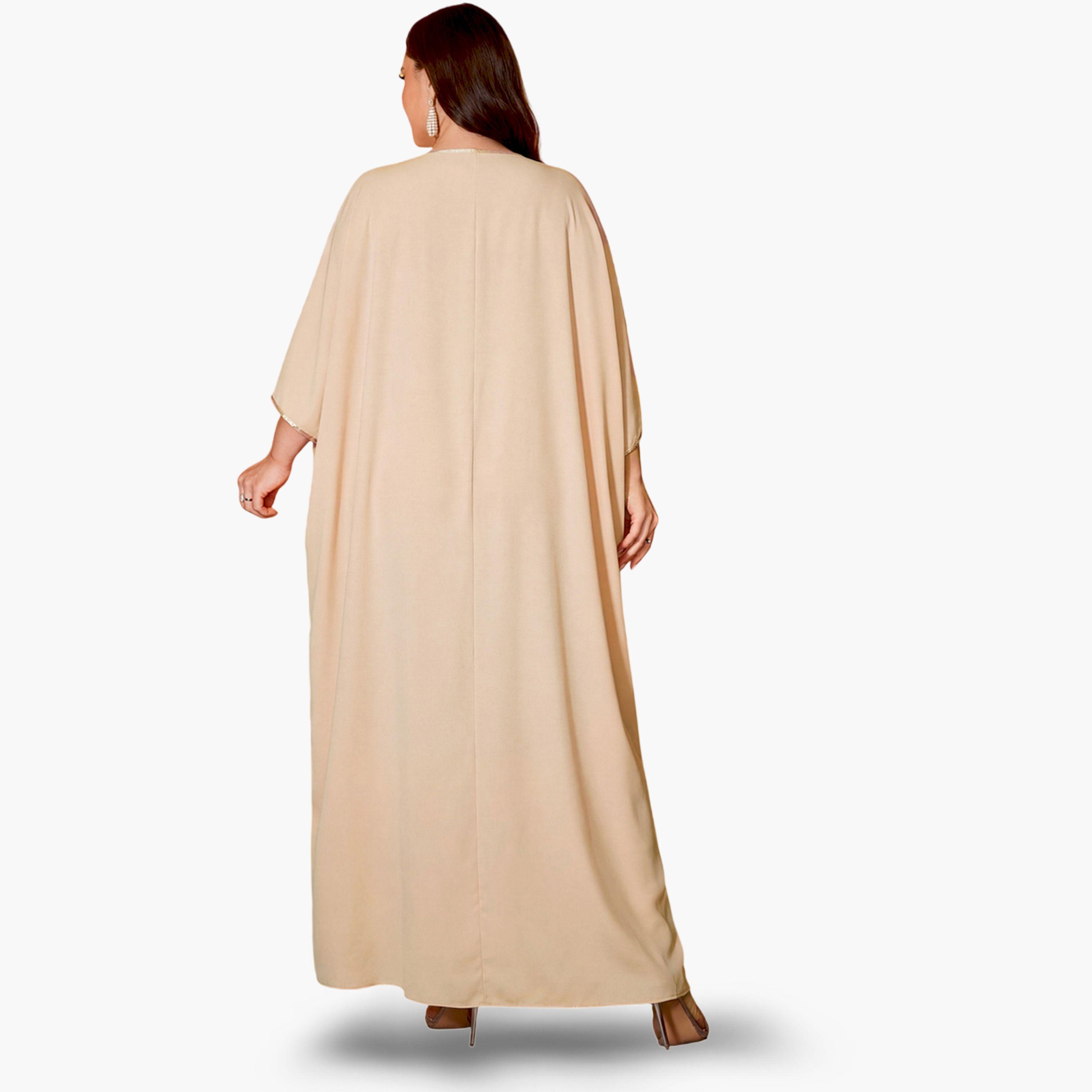 طقم منسق من كيمونو مزين وفستان داخلي-women-clothing-plussize-coordsets-image-2