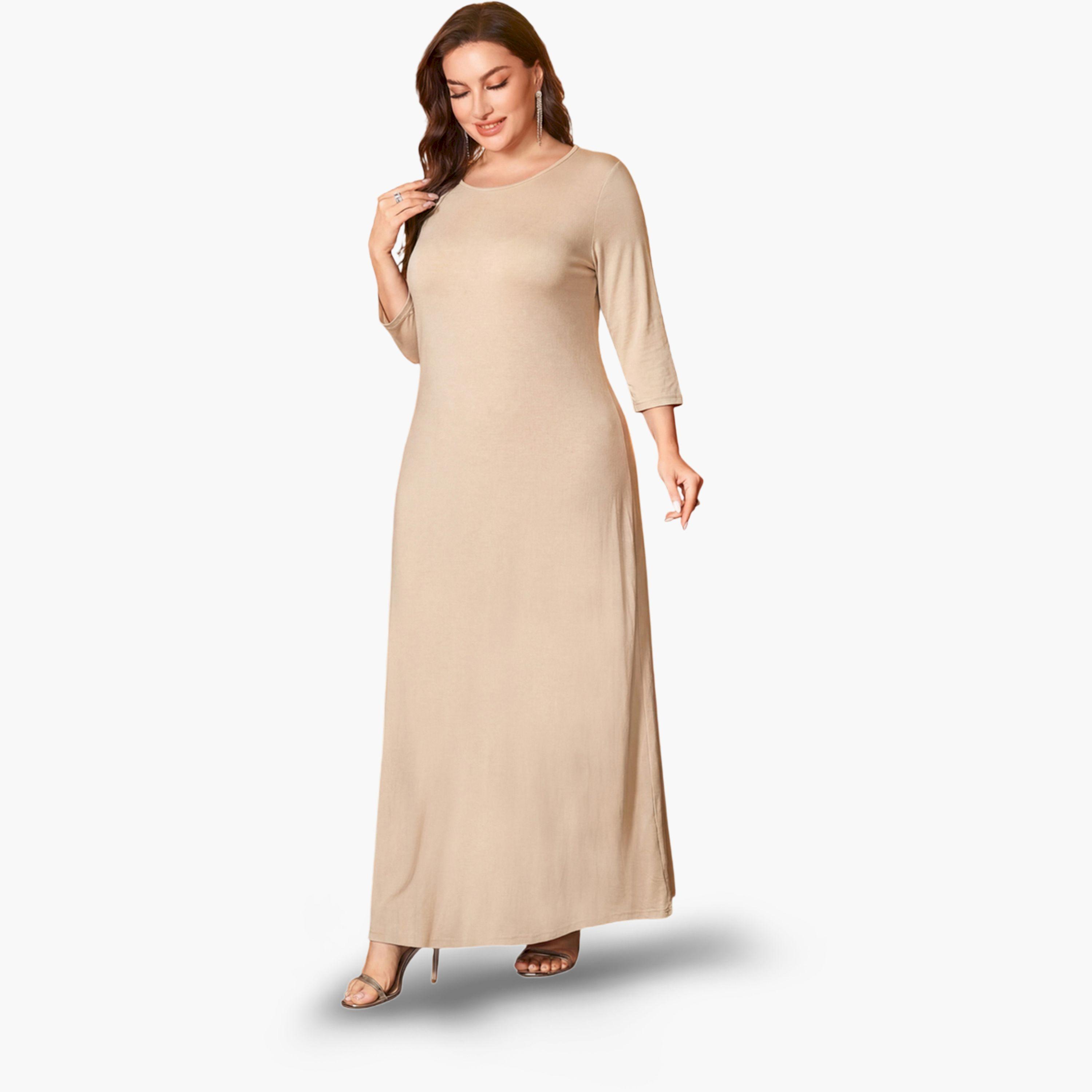 طقم منسق من كيمونو مزين وفستان داخلي-women-clothing-plussize-coordsets-image-3