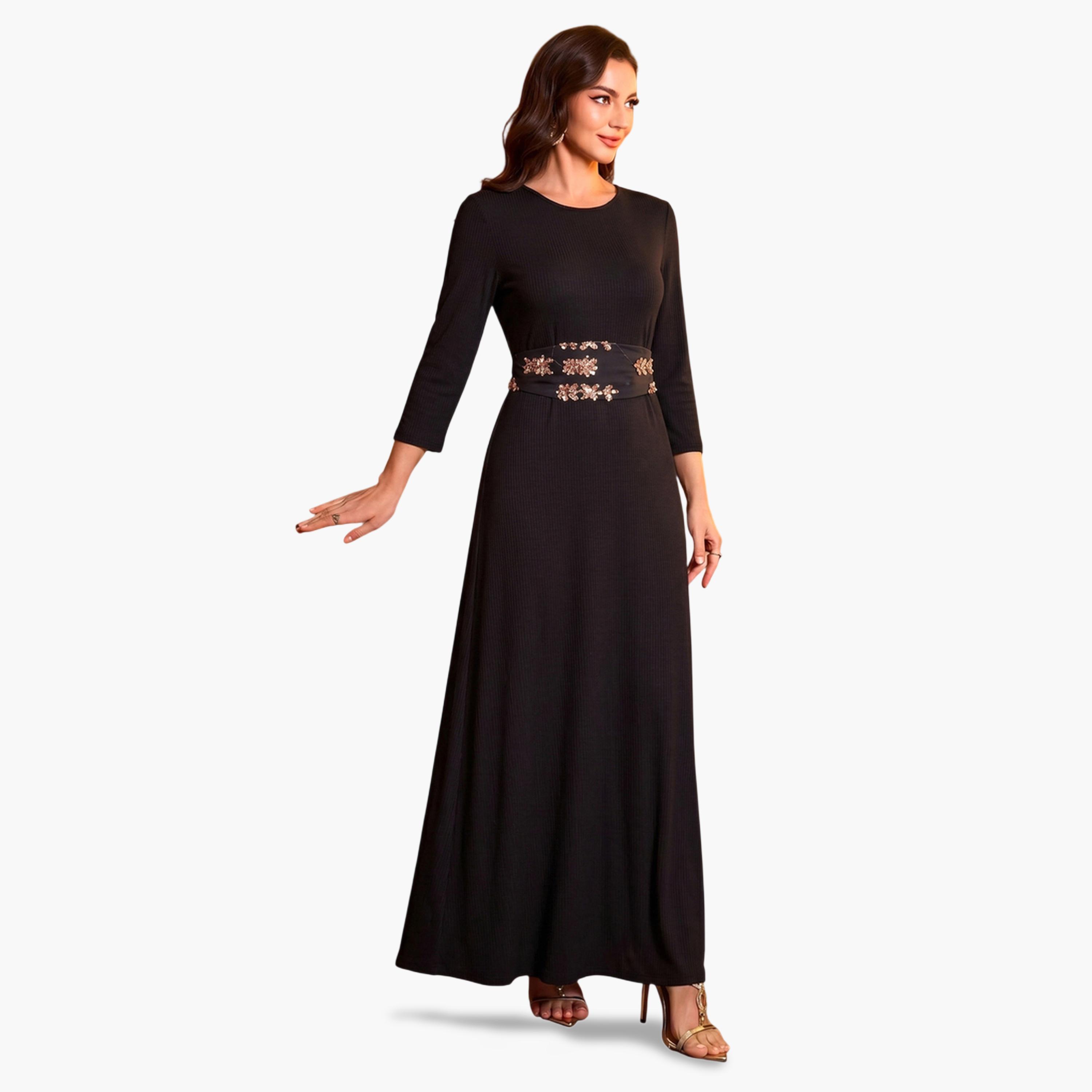 SUPGIR X Styli Black Sequined Cape and Maxi Dress Co-Ord Set-women-clothing-coordsets-image-2