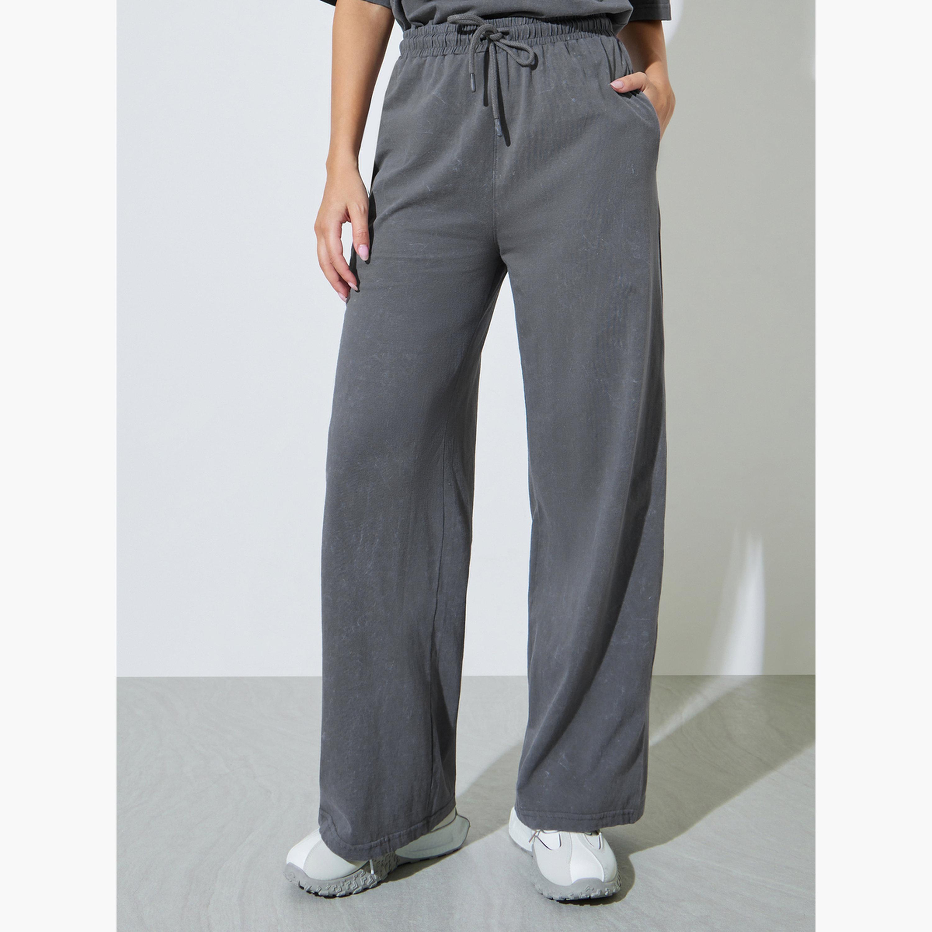 Styli Grey Acid Washed Oversized T-Shirt and Joggers Co-Ord Set-women-clothing-coordsets-image-5