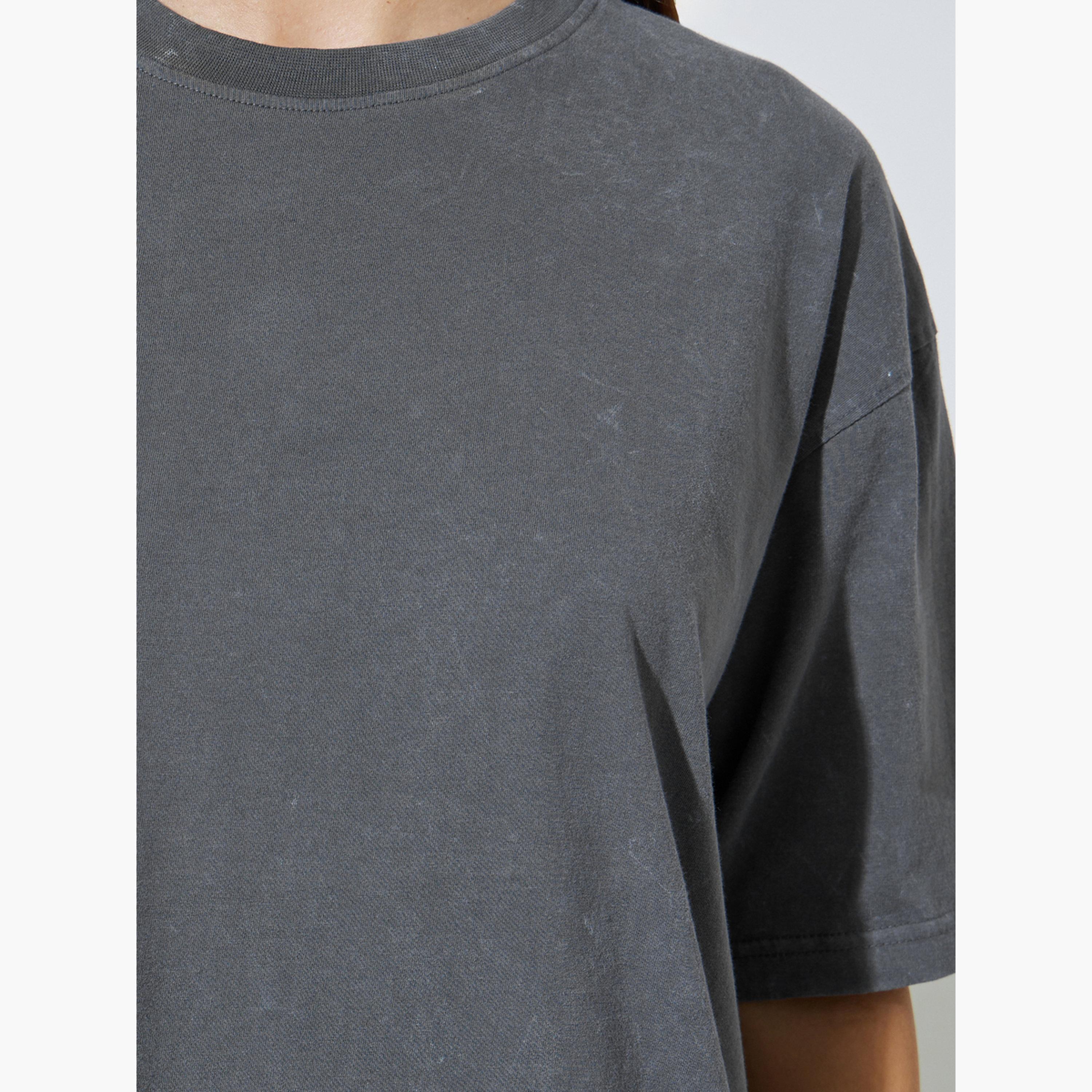 Styli Grey Acid Washed Oversized T-Shirt and Joggers Co-Ord Set-women-clothing-coordsets-image-6