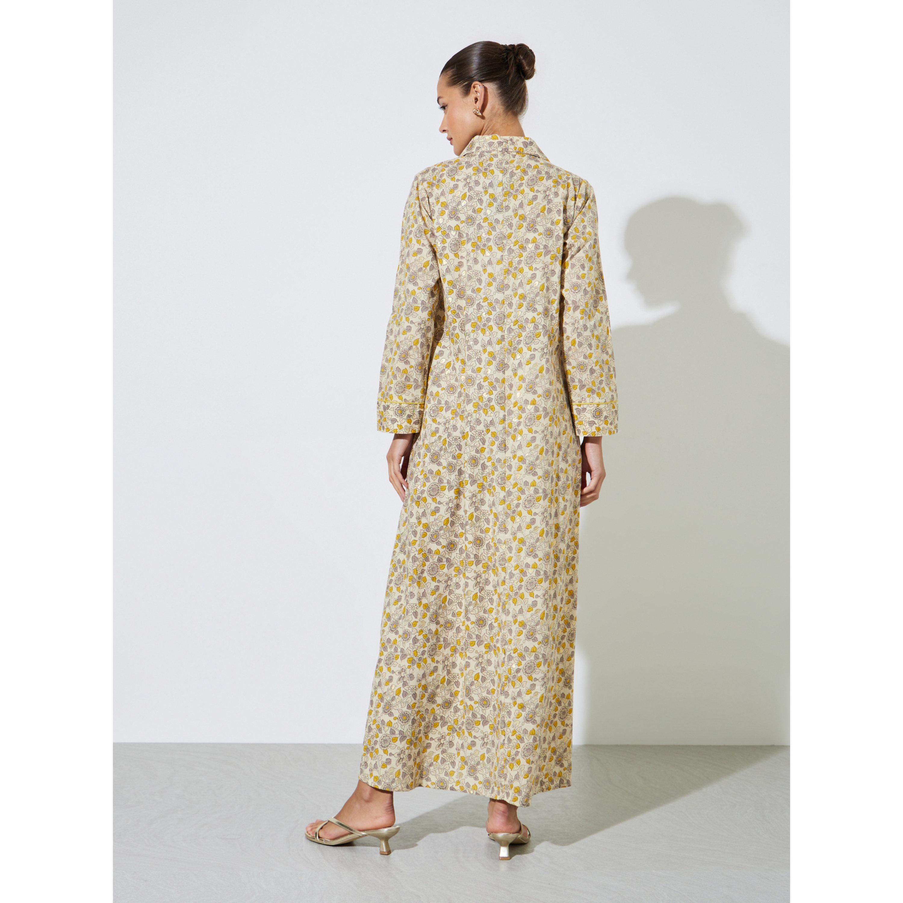 Amirah X Styli Multi-Color All Over Floral Print Collared Maxi Jalabiya-women-arabicclothing-jalabiyas-image-4