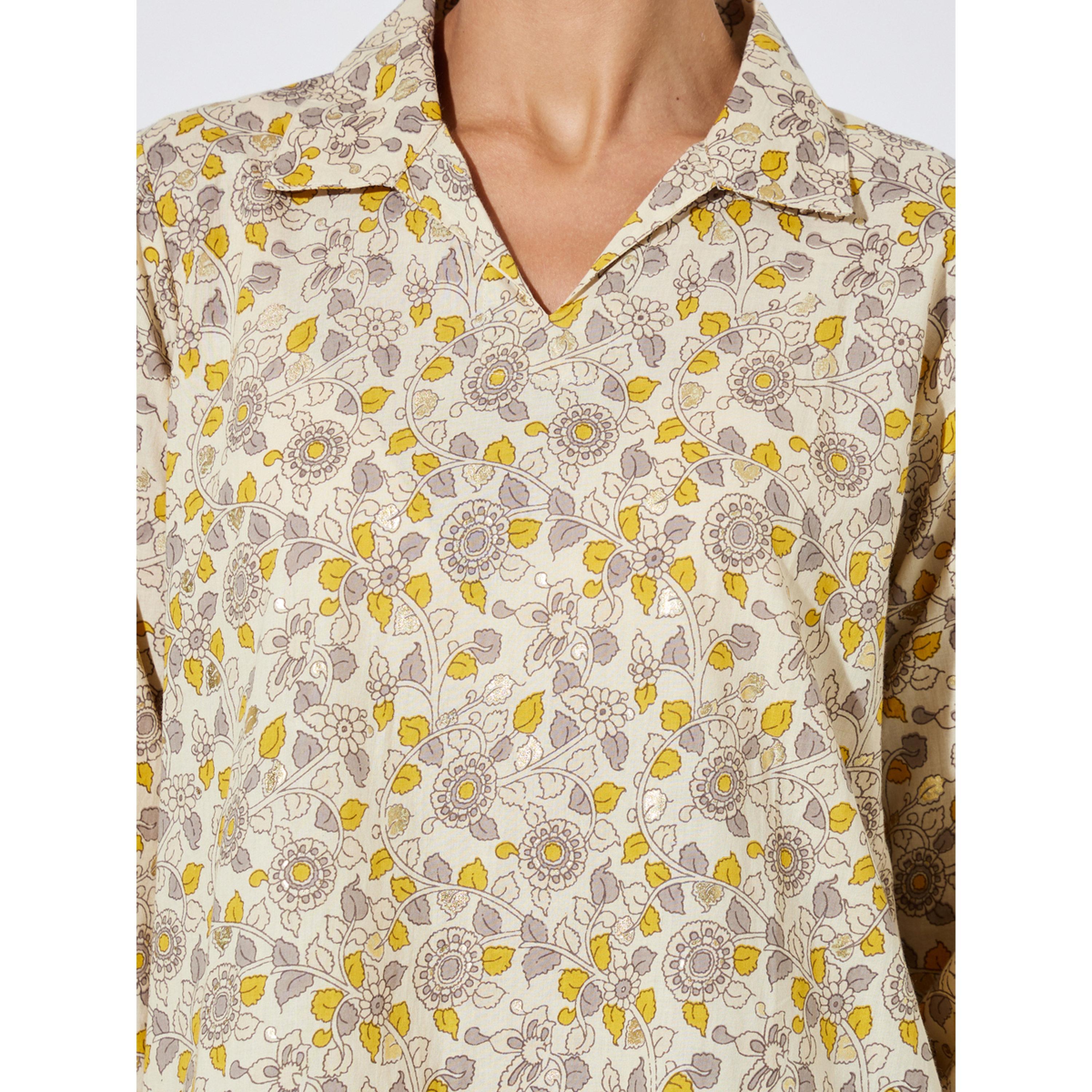 Amirah X Styli Multi-Color All Over Floral Print Collared Maxi Jalabiya-women-arabicclothing-jalabiyas-image-5