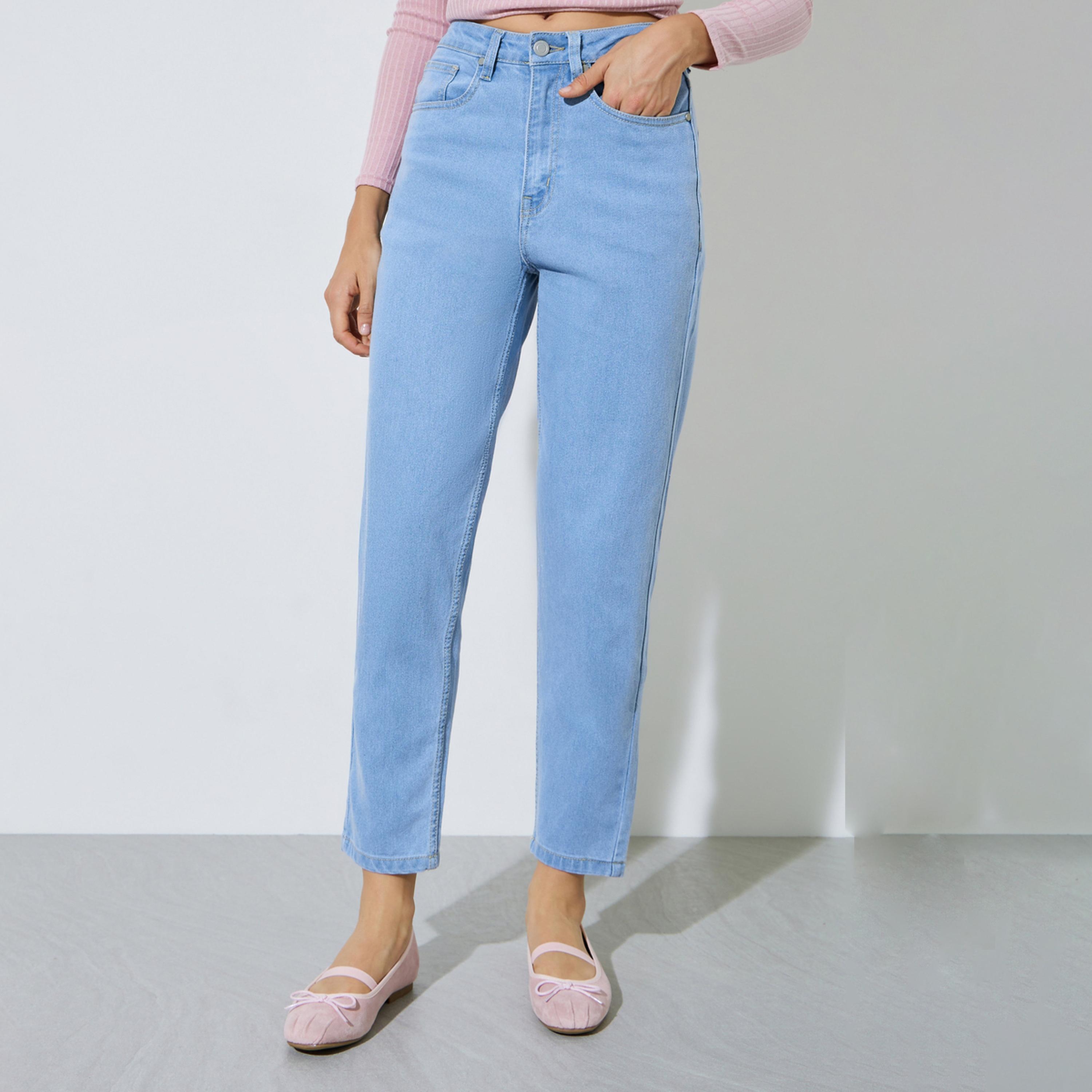 جينز بقصة مام فيت وخصر متوسط-women-clothing-bottoms-jeans-image-1