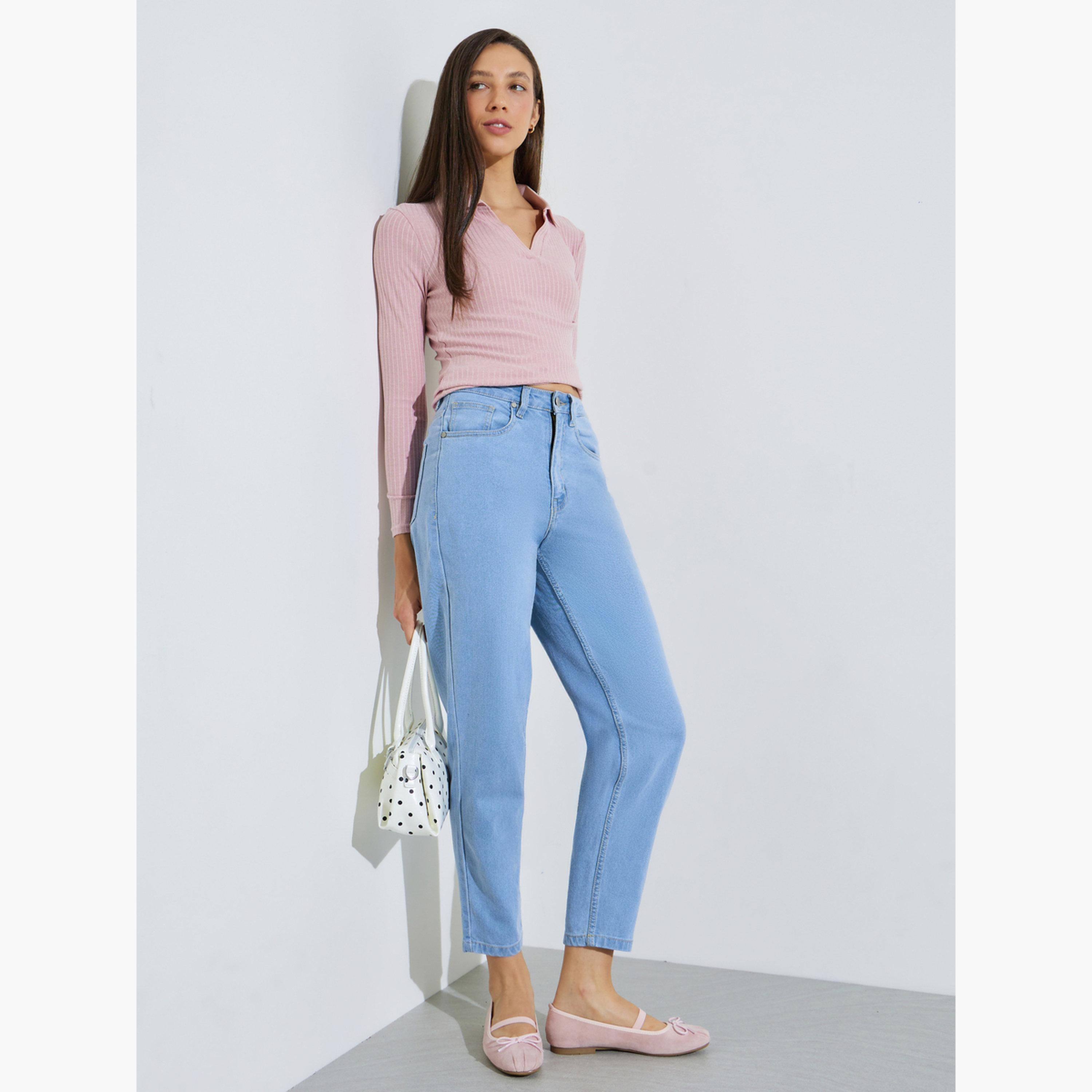 جينز بقصة مام فيت وخصر متوسط-women-clothing-bottoms-jeans-image-2