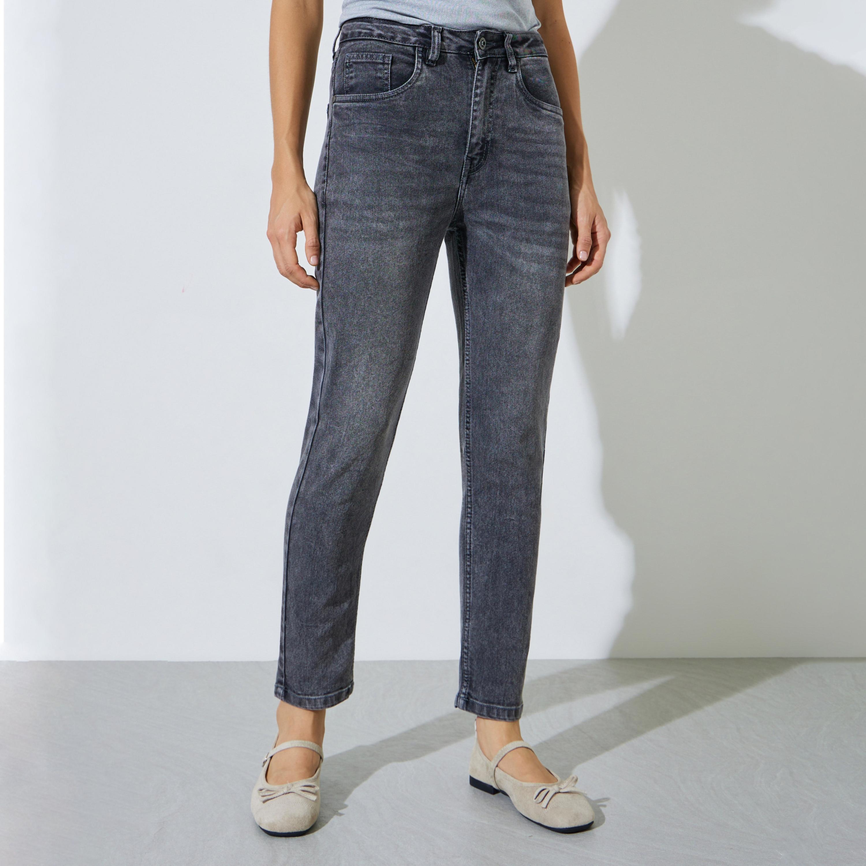 Styli Mid Rise Washed Ankle Length Slim Fit Jeans-women-clothing-bottoms-jeans-image-1