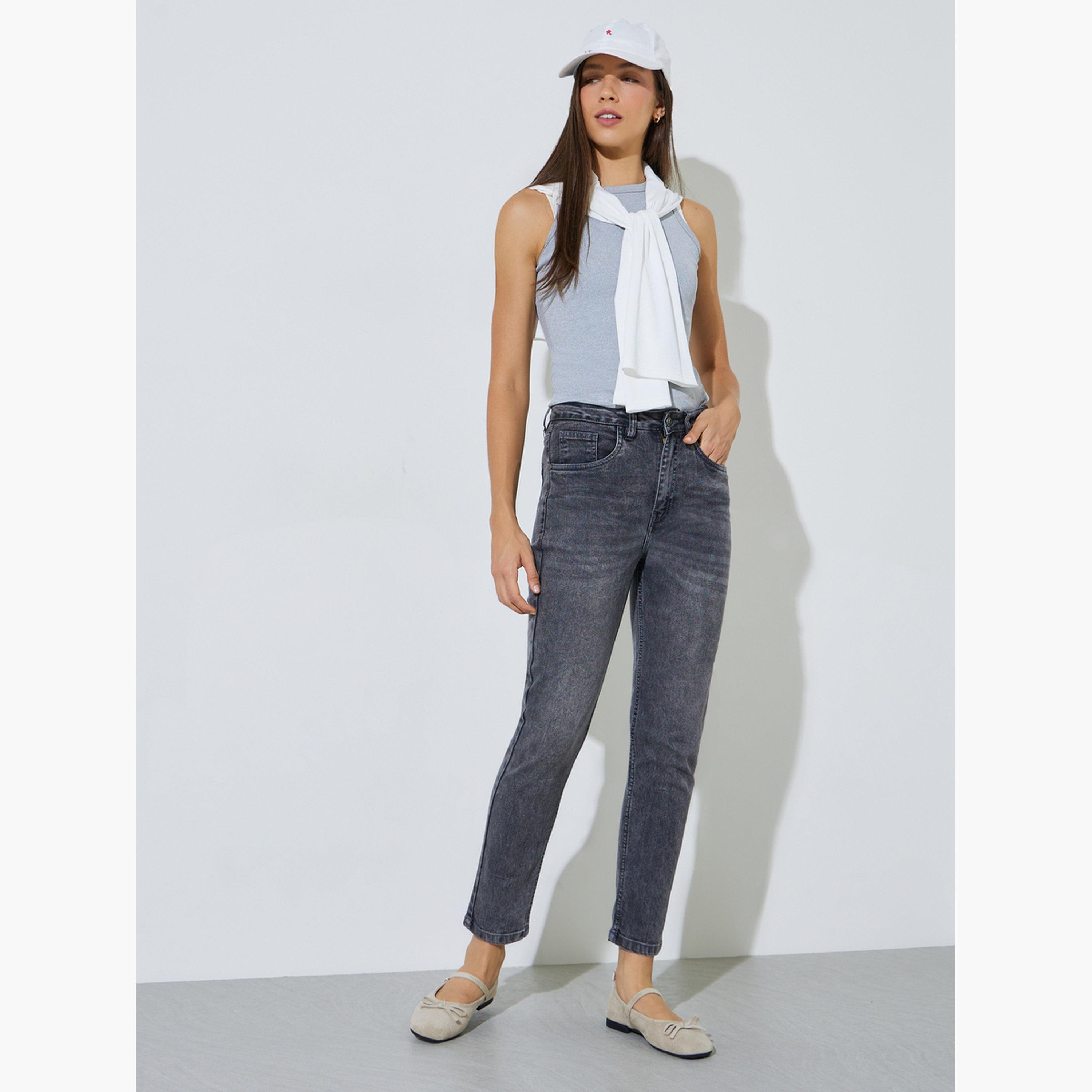Styli Mid Rise Washed Ankle Length Slim Fit Jeans-women-clothing-bottoms-jeans-image-2