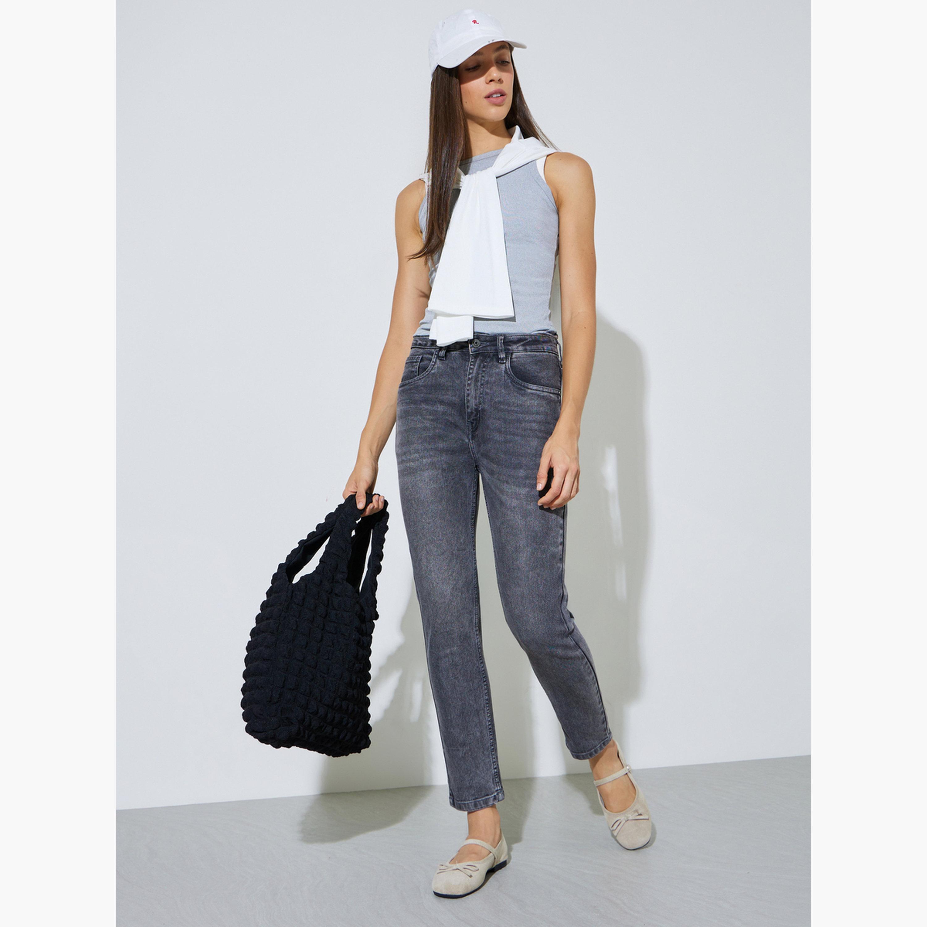 جينز بقصة ضيقة وطول الكاحل ومغسول بخصر متوسط-women-clothing-bottoms-jeans-image-5