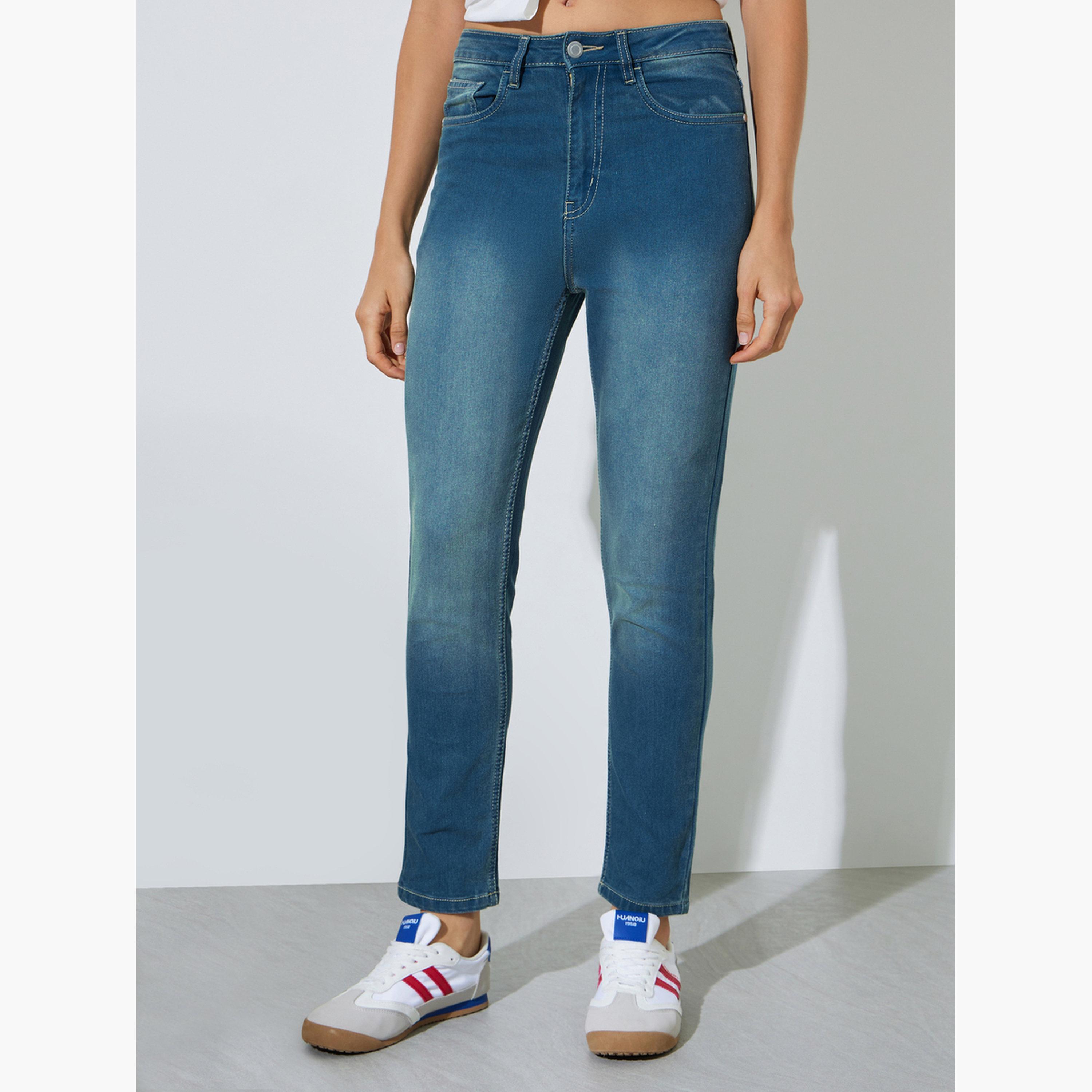 Styli Mid Rise Washed Ankle Length Slim Fit Jeans-women-clothing-jeans-image-1