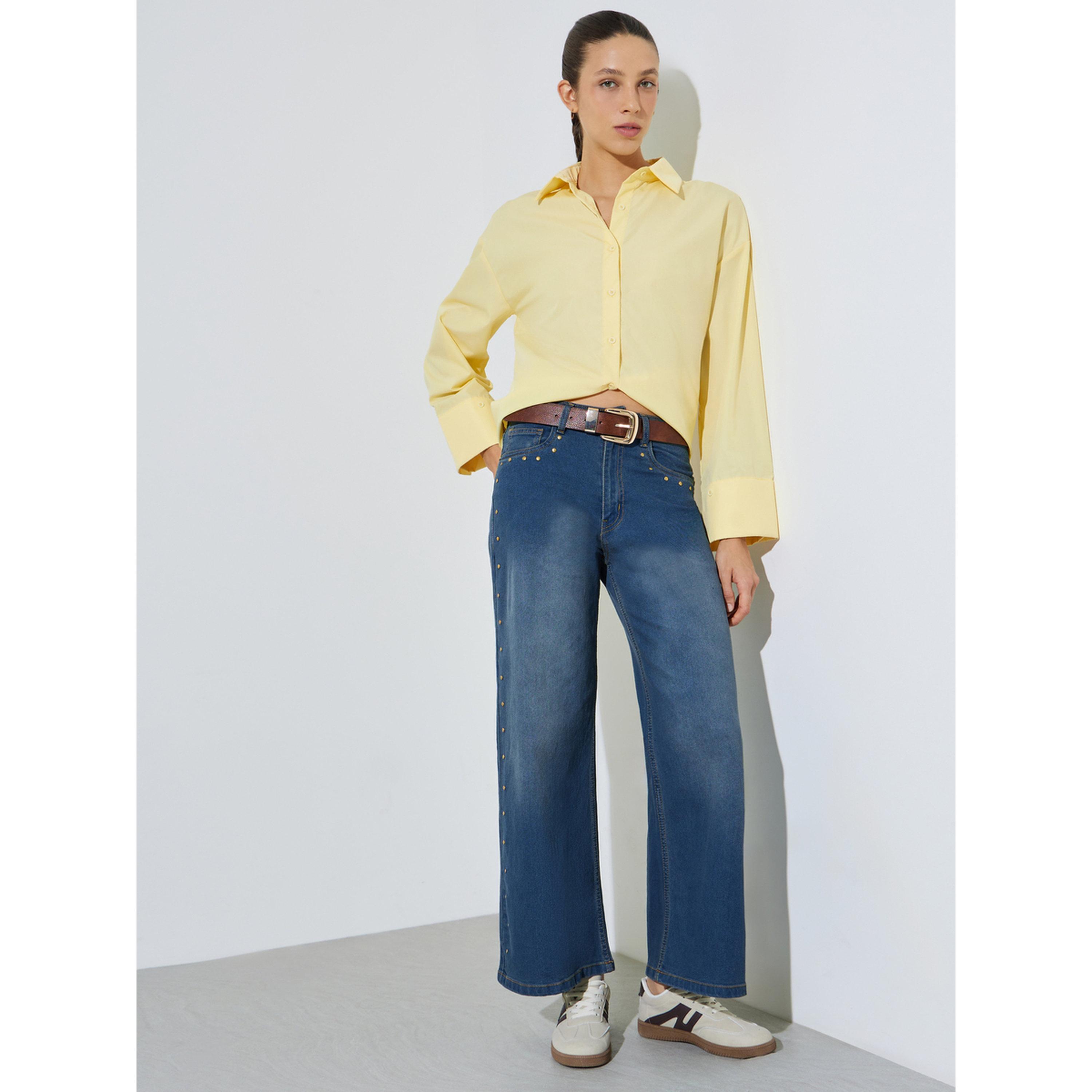 جينز بأرجل واسعة بلمسة مغسولة ودرزات مرصعة-women-clothing-jeans-image-2