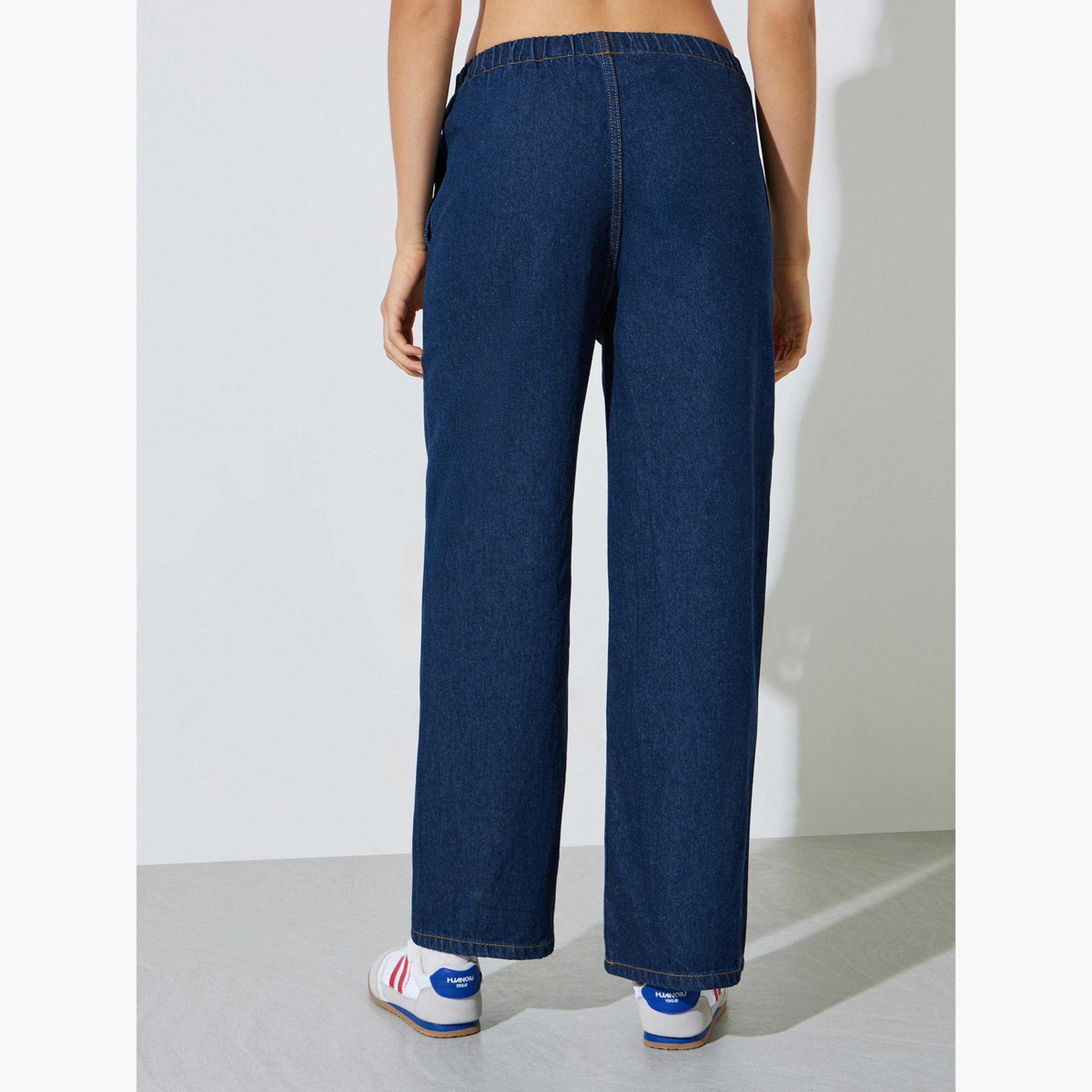 جينز بنمط جوغر بقصة مستقيمة مع جيب رقعة-women-clothing-jeans-image-5