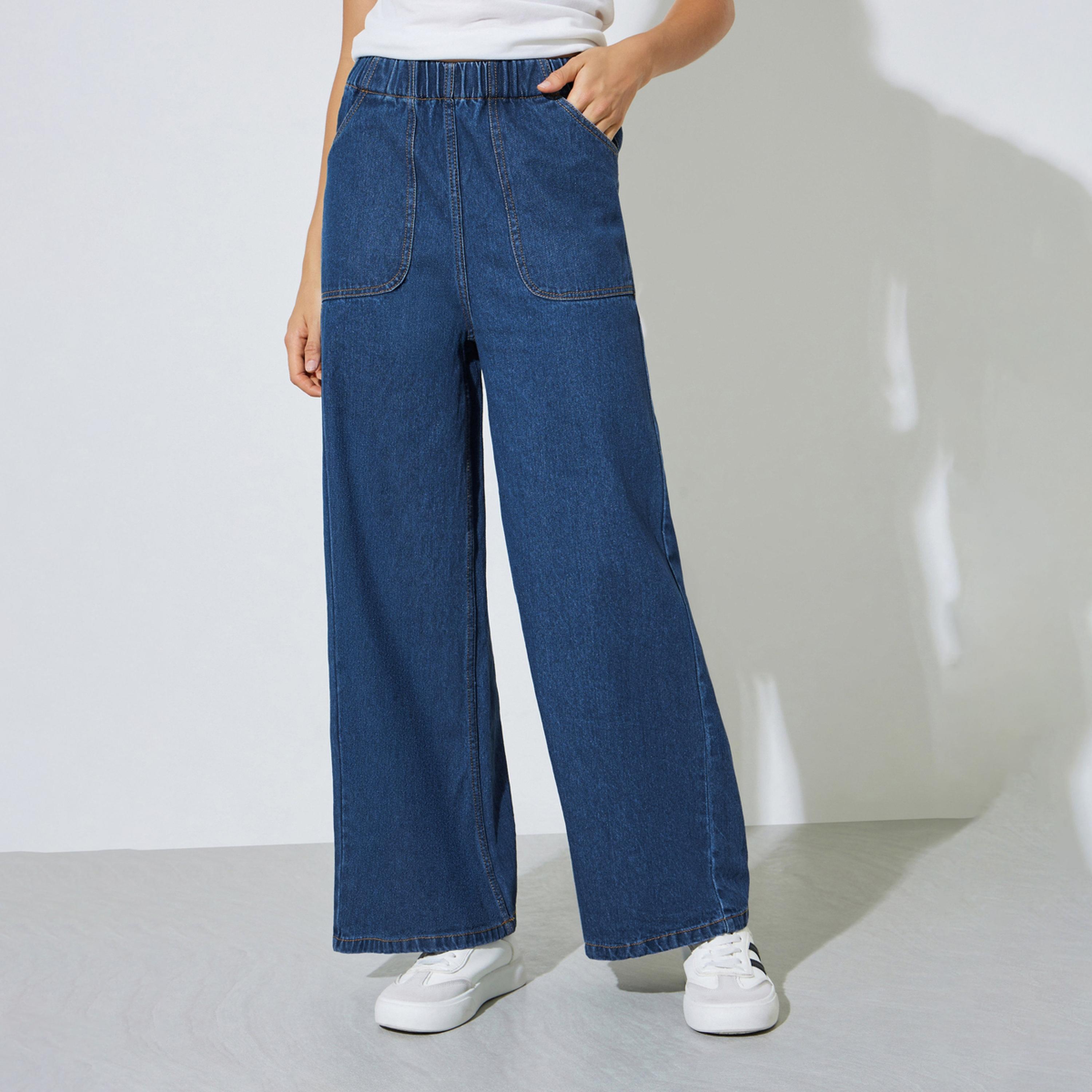 جينز بنمط جوغر بأرجل واسعة-women-clothing-bottoms-jeans-image-1