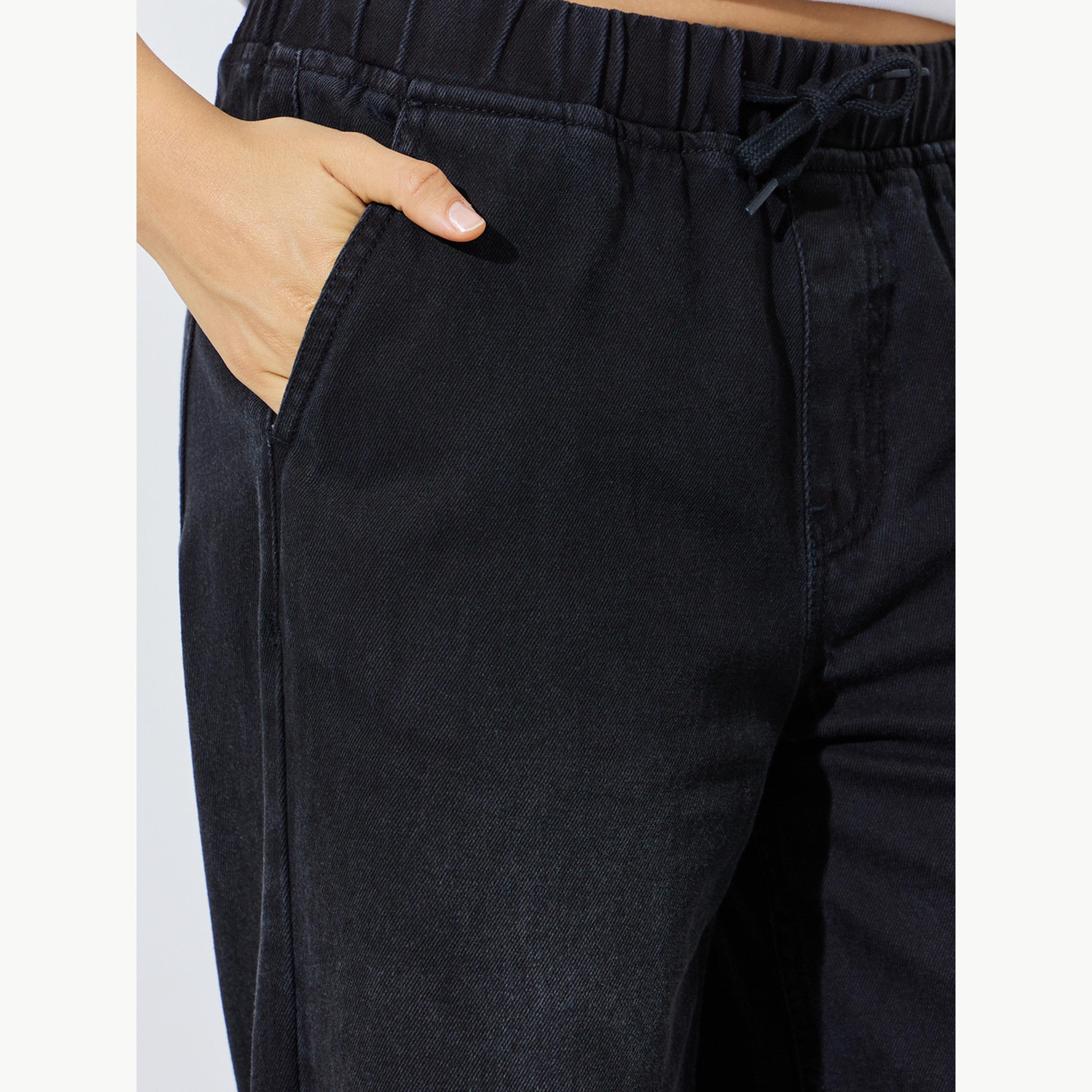 جينز بنمط جوغر بأرجل واسعة مع رباط سحب-women-clothing-bottoms-jeans-image-3
