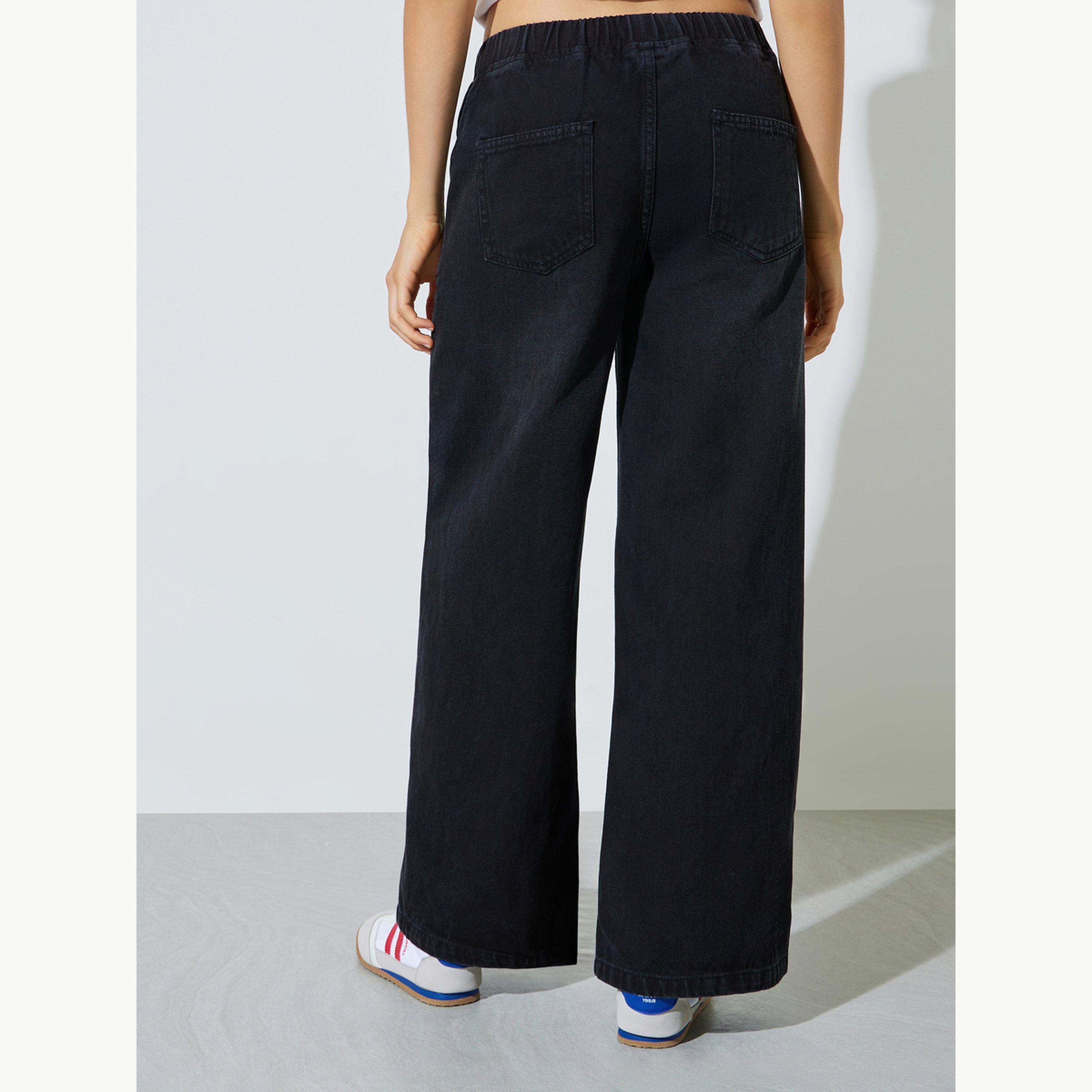 جينز بنمط جوغر بأرجل واسعة مع رباط سحب-women-clothing-bottoms-jeans-image-4