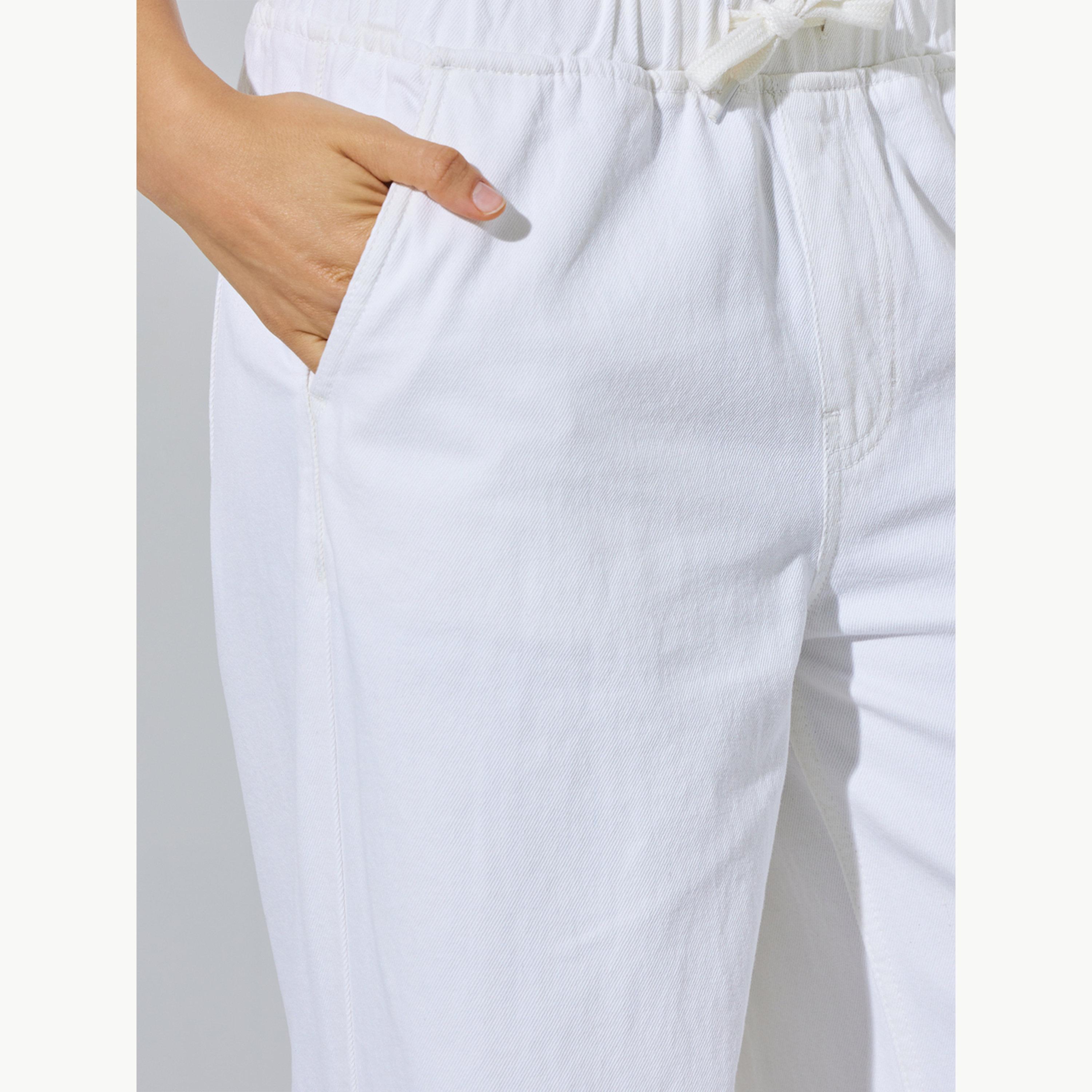Styli Off White Jogger Style Wide Leg Jeans with Drawcord-women-clothing-bottoms-jeans-image-3