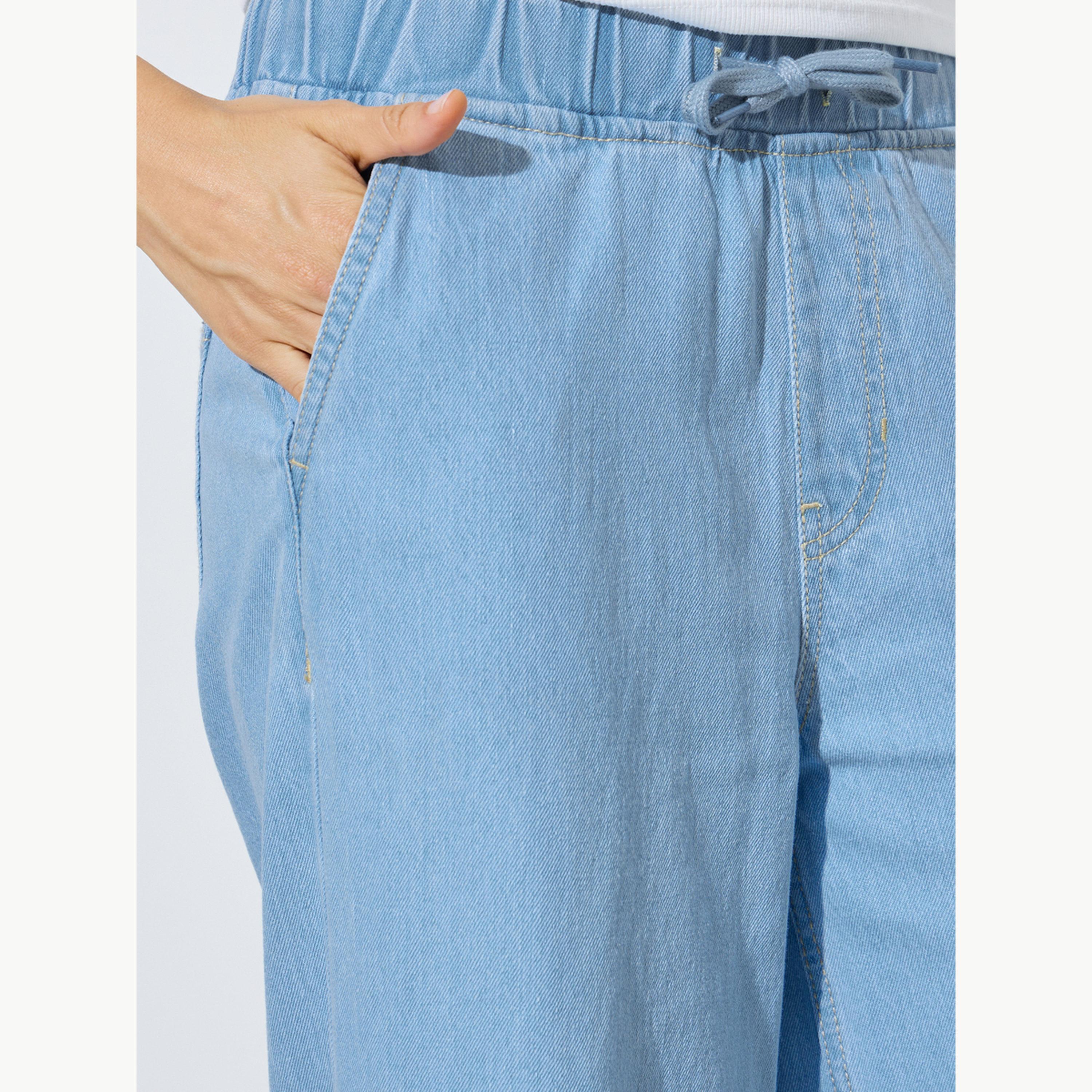 جينز بنمط جوغر بأرجل واسعة مع رباط سحب-women-clothing-bottoms-jeans-image-3