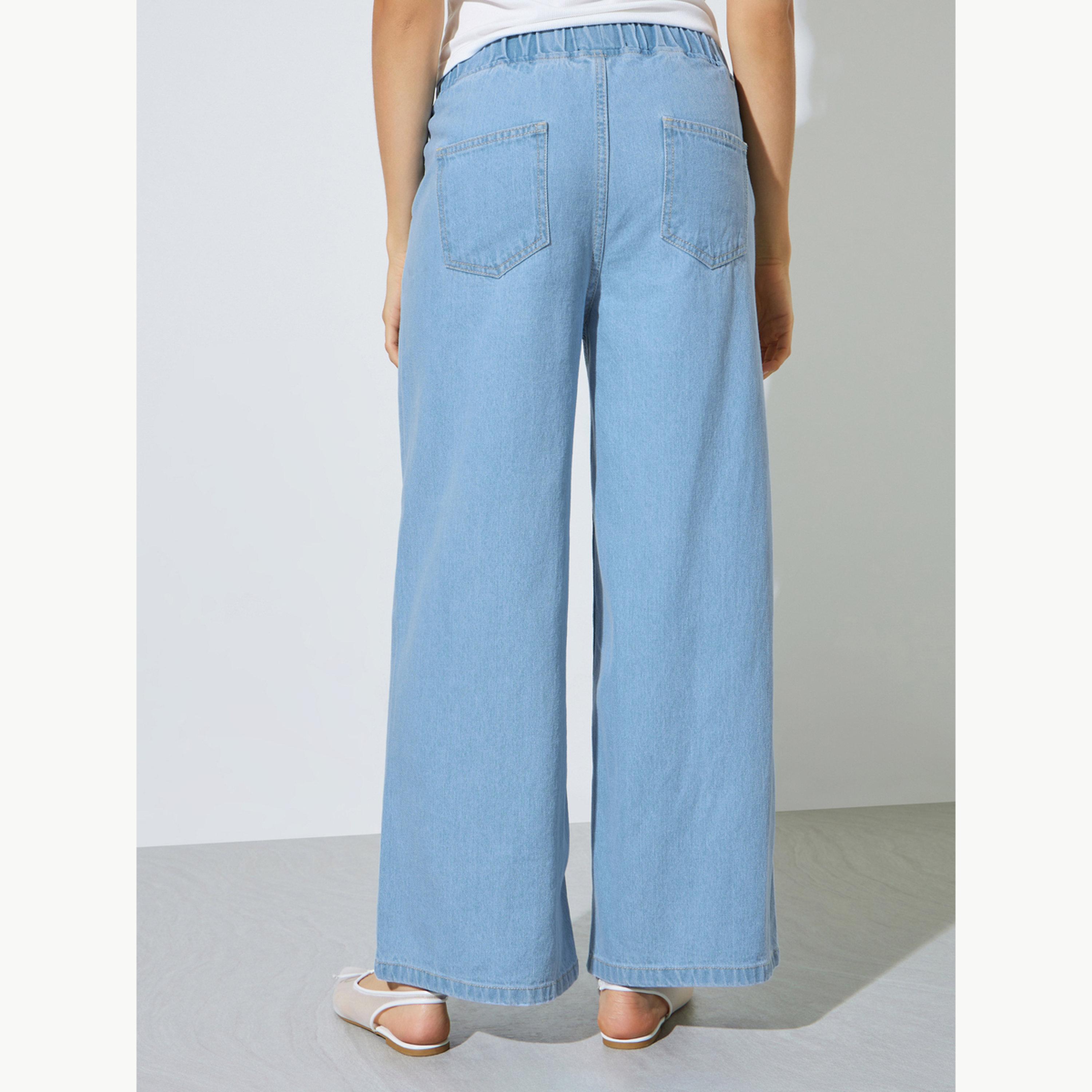 جينز بنمط جوغر بأرجل واسعة مع رباط سحب-women-clothing-bottoms-jeans-image-4
