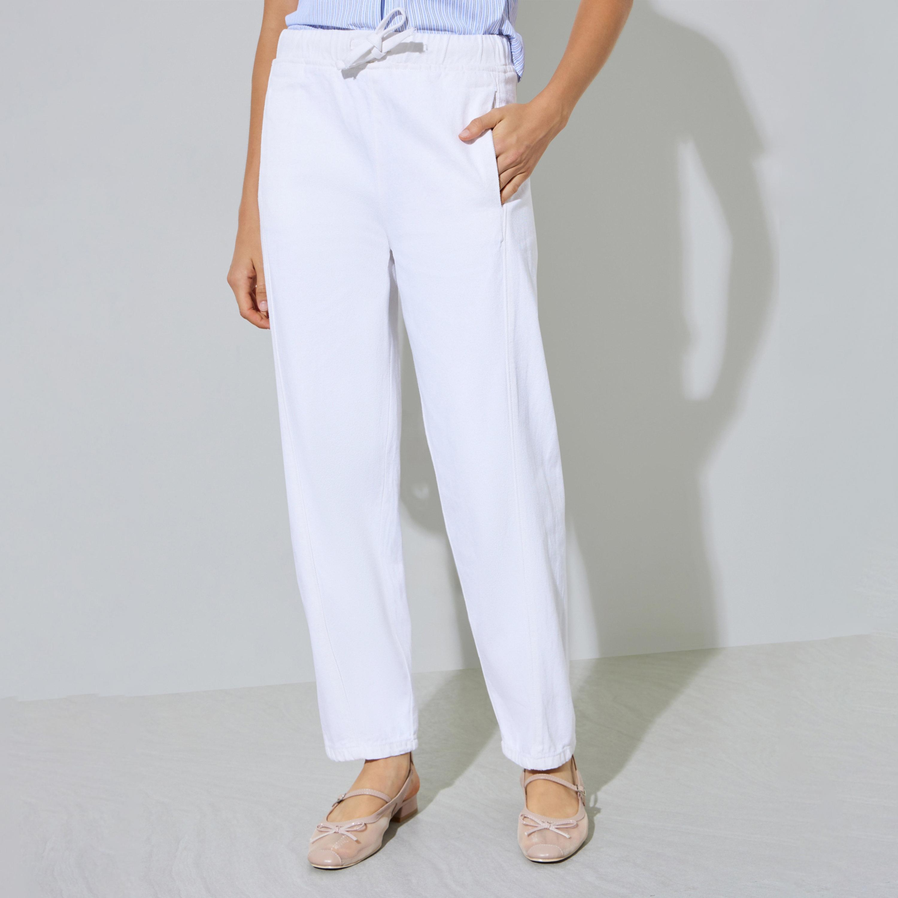 Styli White Barrel Fit Jogger Style Jeans-women-clothing-bottoms-jeans-image-1