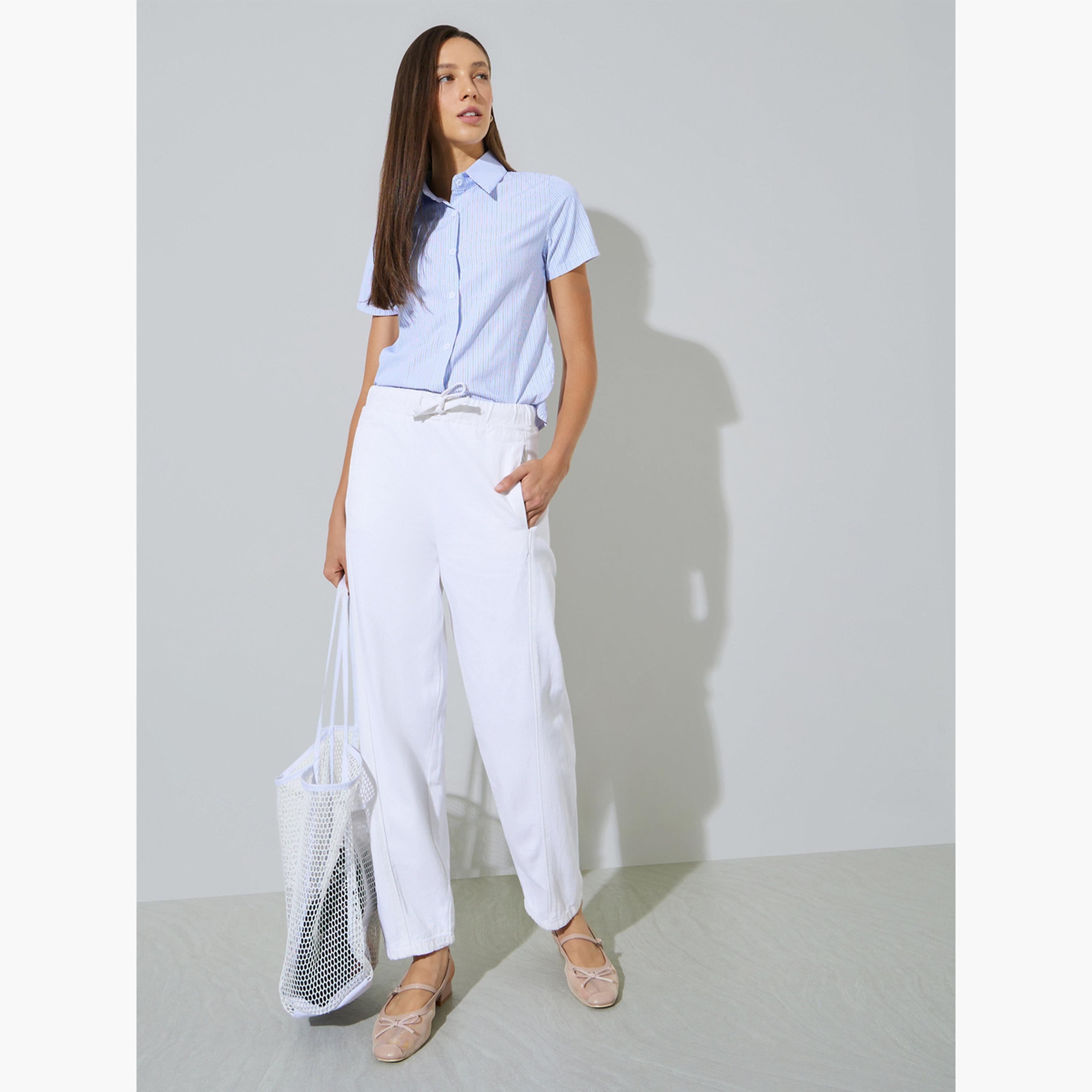 Styli White Barrel Fit Jogger Style Jeans-women-clothing-bottoms-jeans-image-2