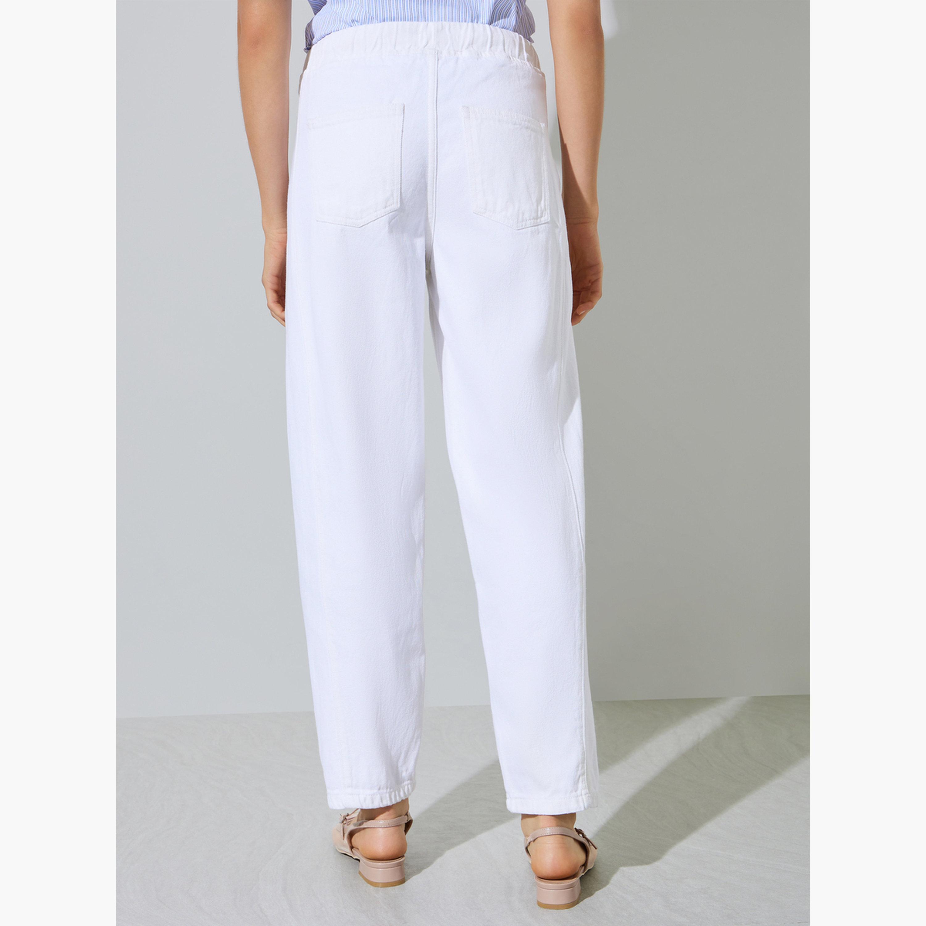 Styli White Barrel Fit Jogger Style Jeans-women-clothing-bottoms-jeans-image-4