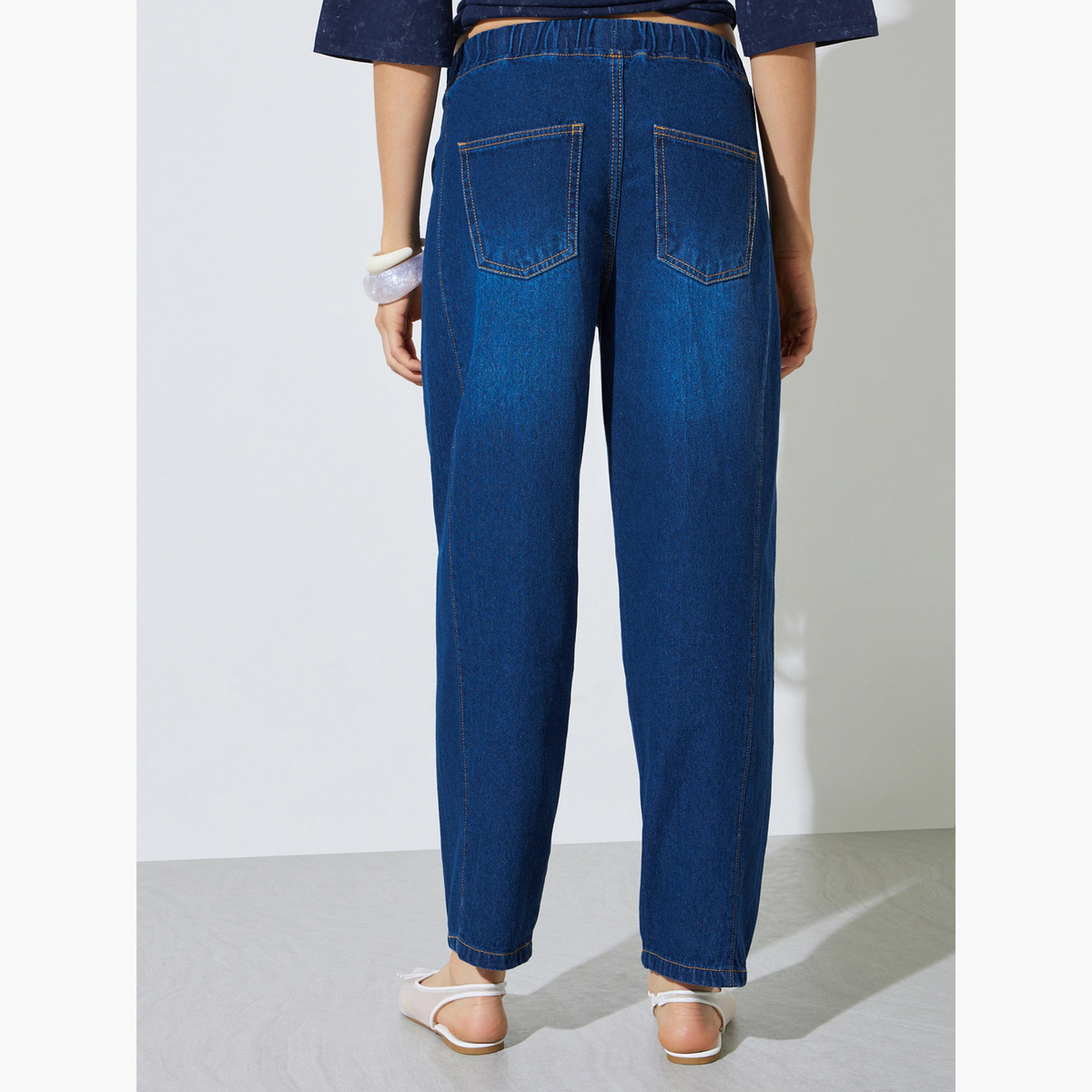 ستايلي - بنطال جينز أزرق داكن بقصة واسعة-women-clothing-bottoms-jeans-image-4