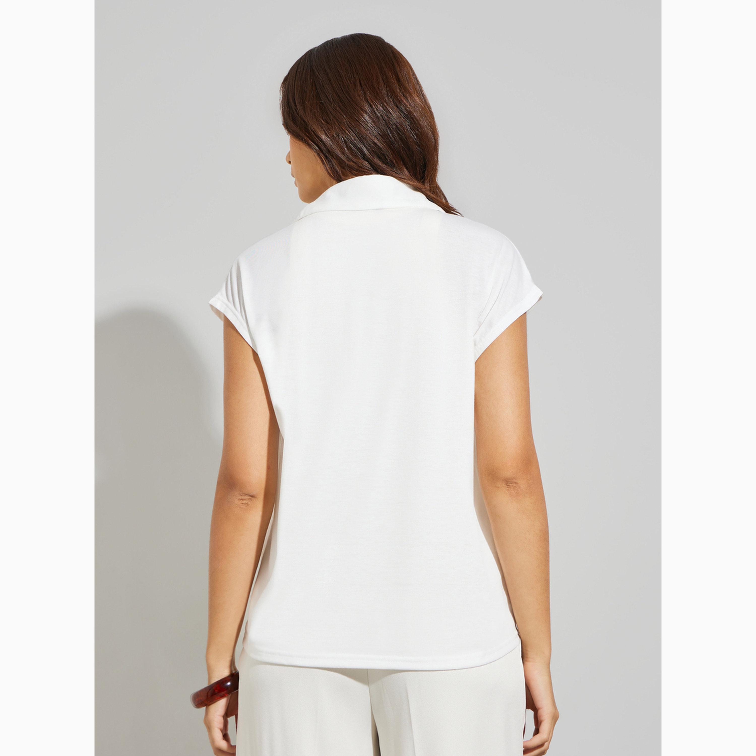 تيشيرت بياقة بولو وتفاصيل محبوكة-women-clothing-tshirts-image-4