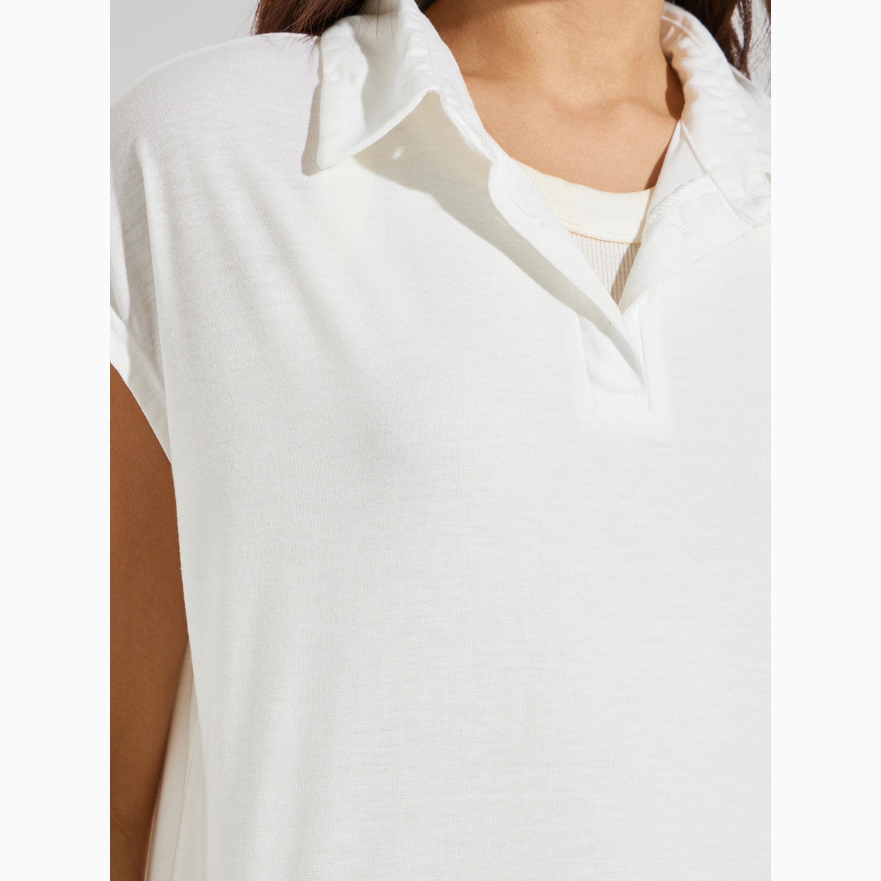 تيشيرت بياقة بولو وتفاصيل محبوكة-women-clothing-tshirts-image-5