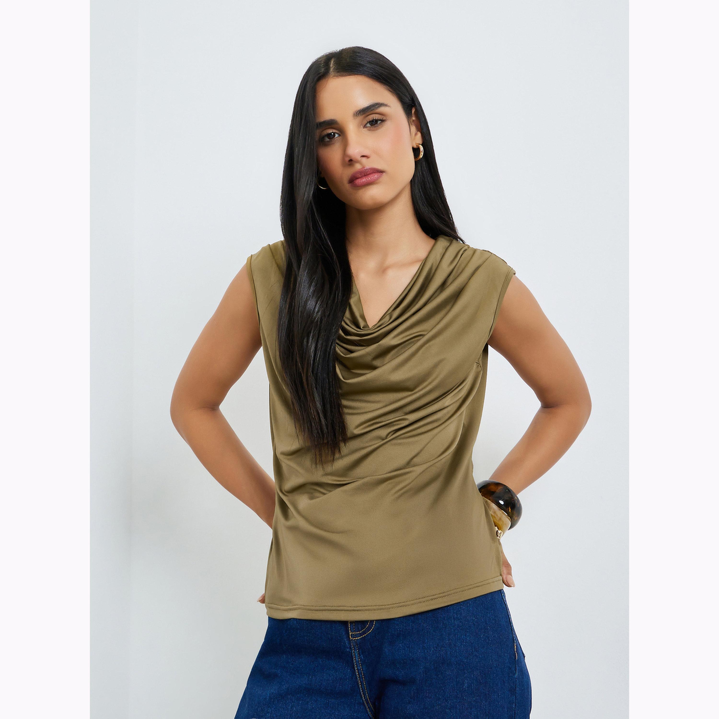 بلوزة تريكو سادة بياقة متدلية-women-clothing-shirtsandblouses-blouses-image-1