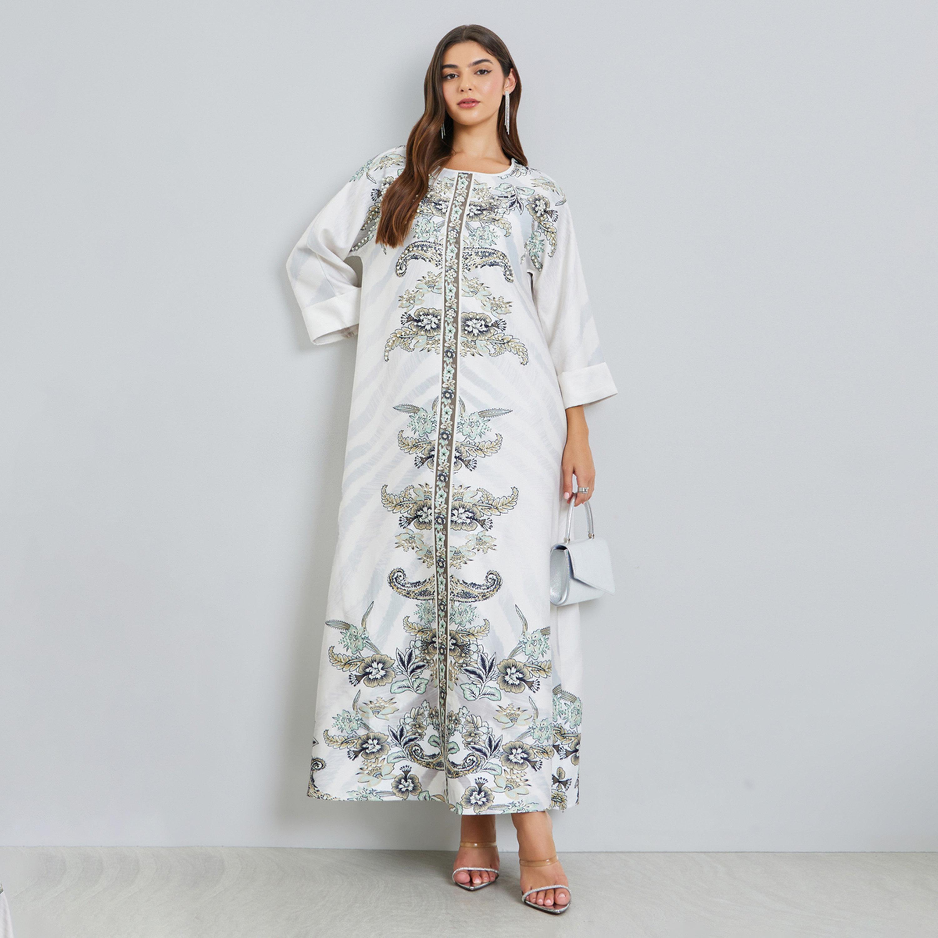 Styli Printed Rhinestone Embellished A-Line Jalabiya-women-arabicclothing-jalabiyas-image-1