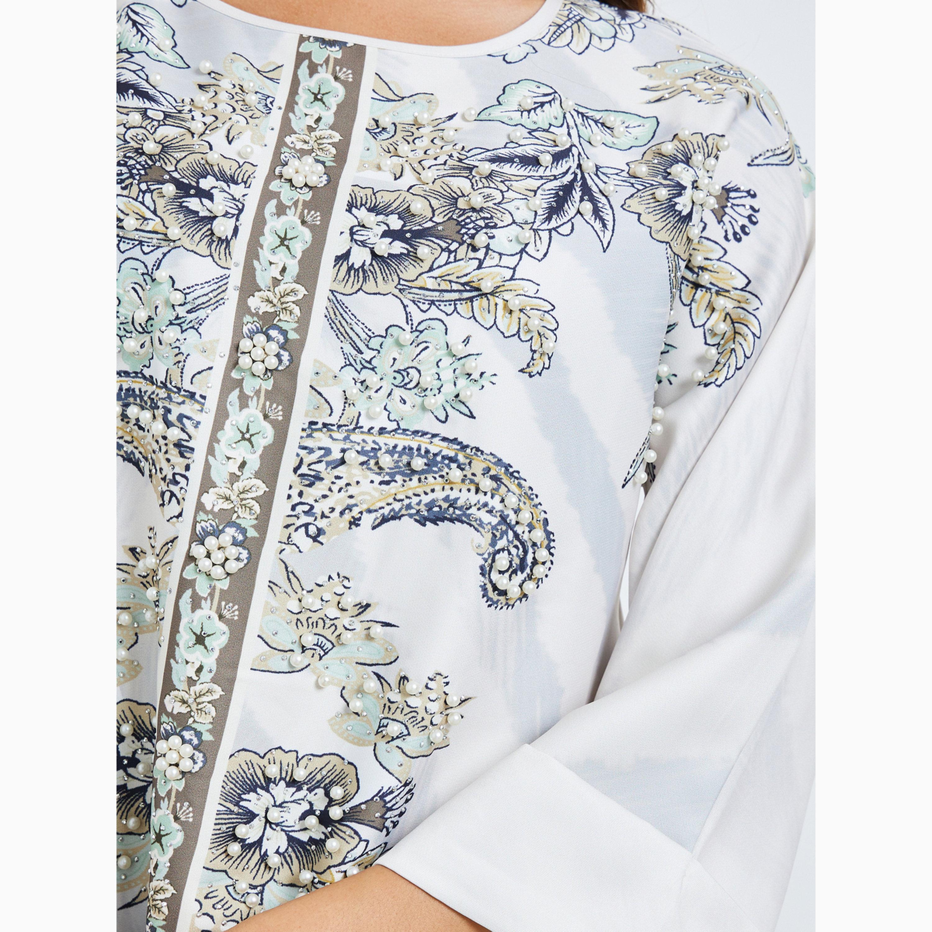جلابية بحافة واسعة ومزينة بأحجار الراين ومطبعة-women-arabicclothing-jalabiyas-image-4