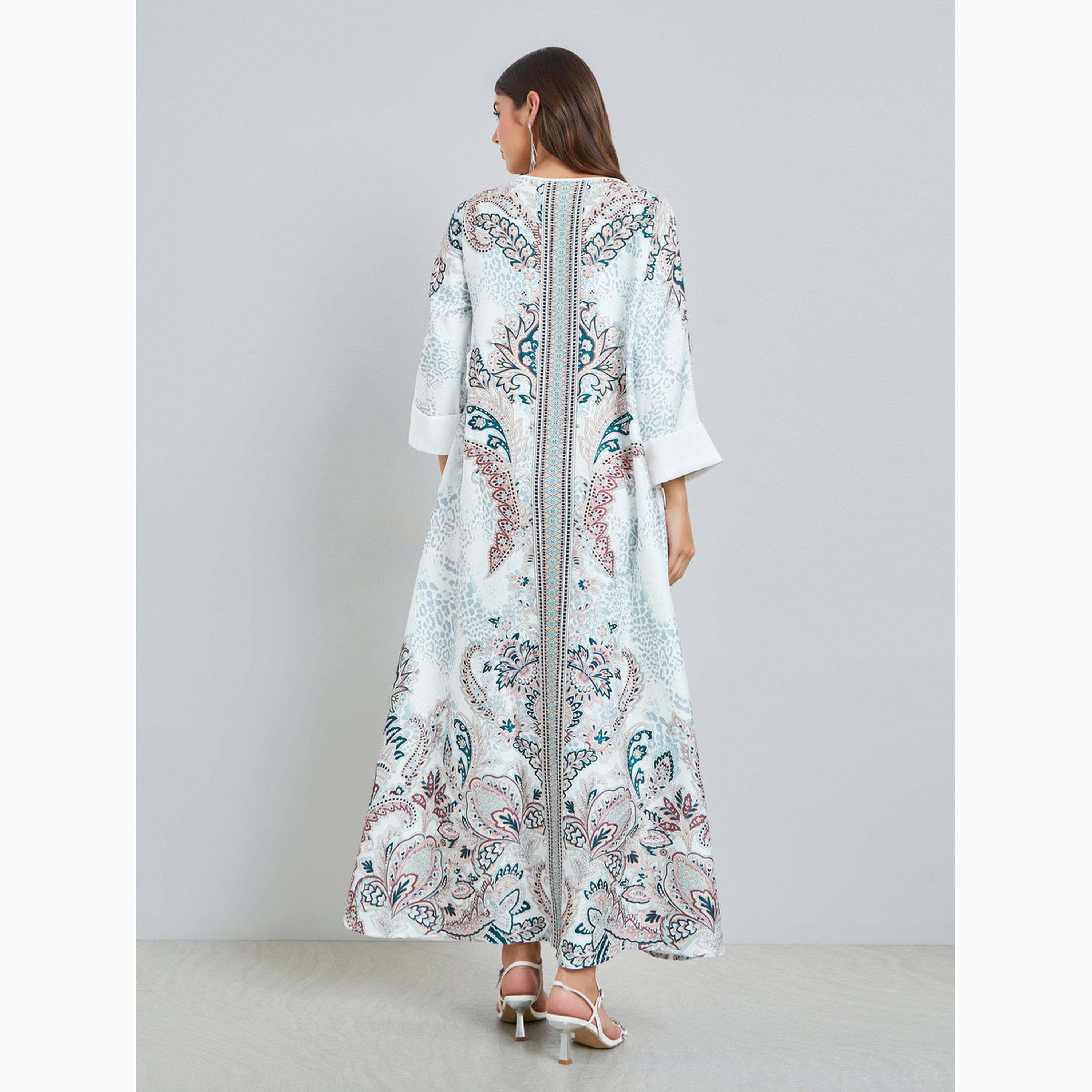 Styli Printed Rhinestone Embellished A-Line Jalabiya-women-arabicclothing-jalabiyas-image-5
