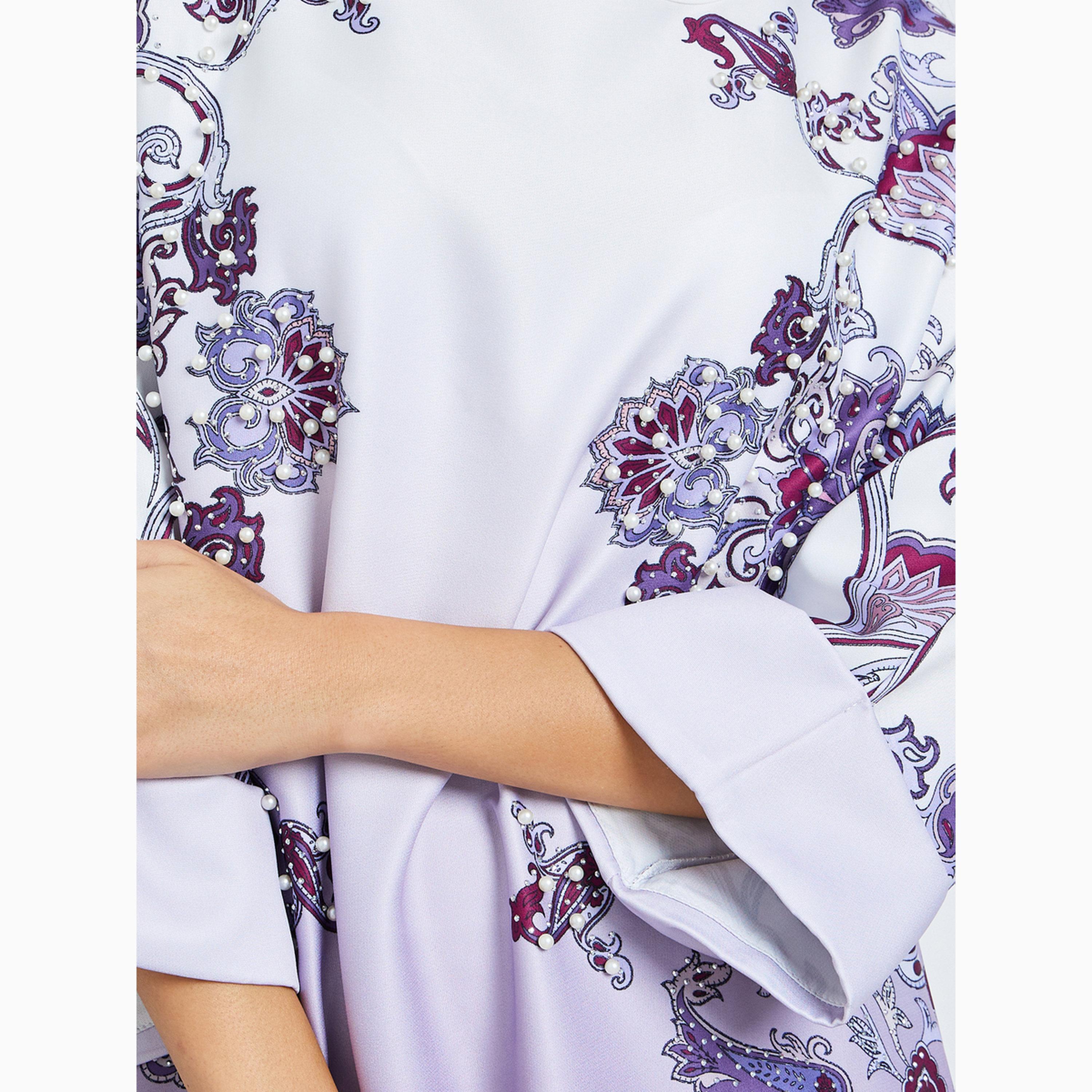 Styli Printed Rhinestone Embellished A-Line Jalabiya-women-arabicclothing-jalabiyas-image-4
