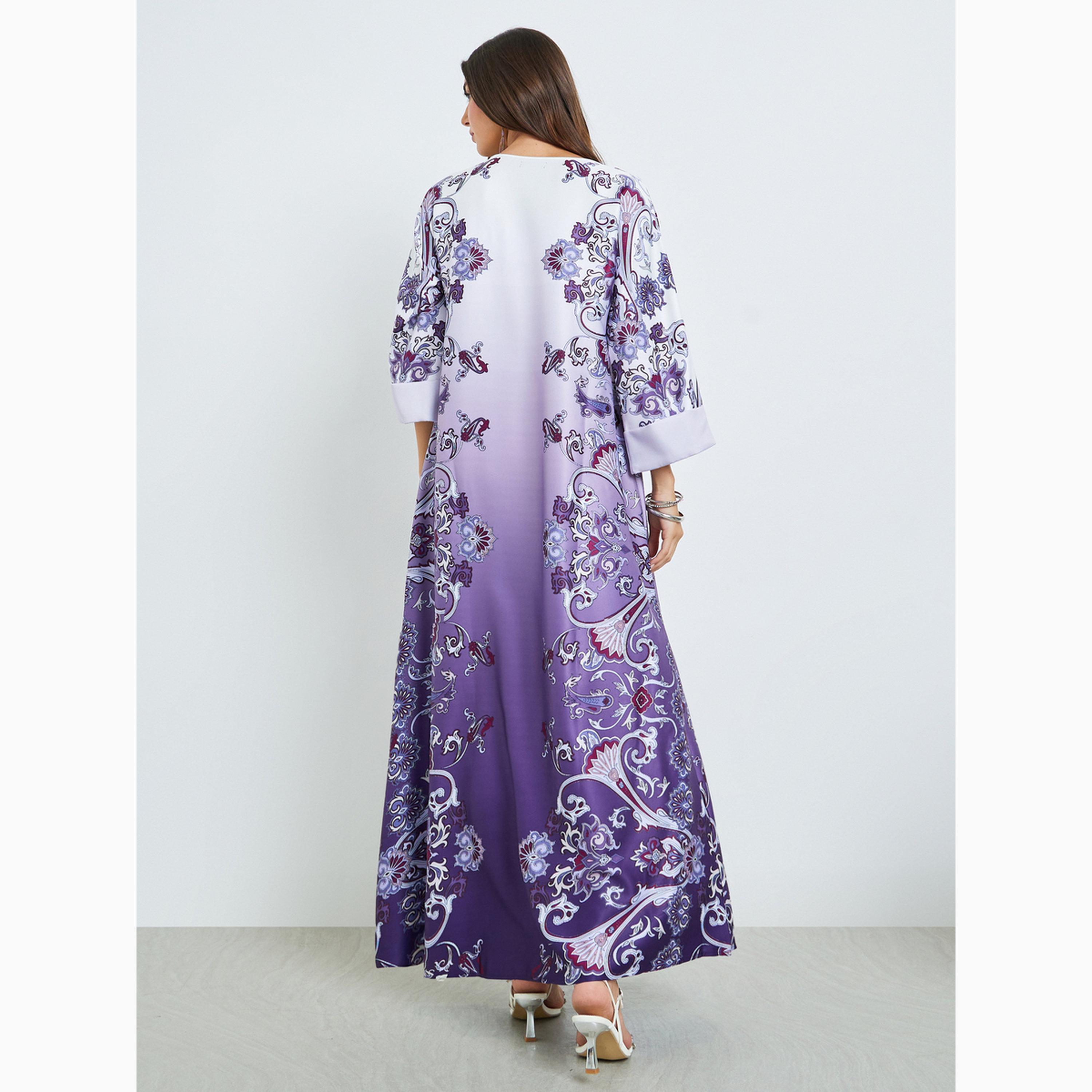 Styli Printed Rhinestone Embellished A-Line Jalabiya-women-arabicclothing-jalabiyas-image-5
