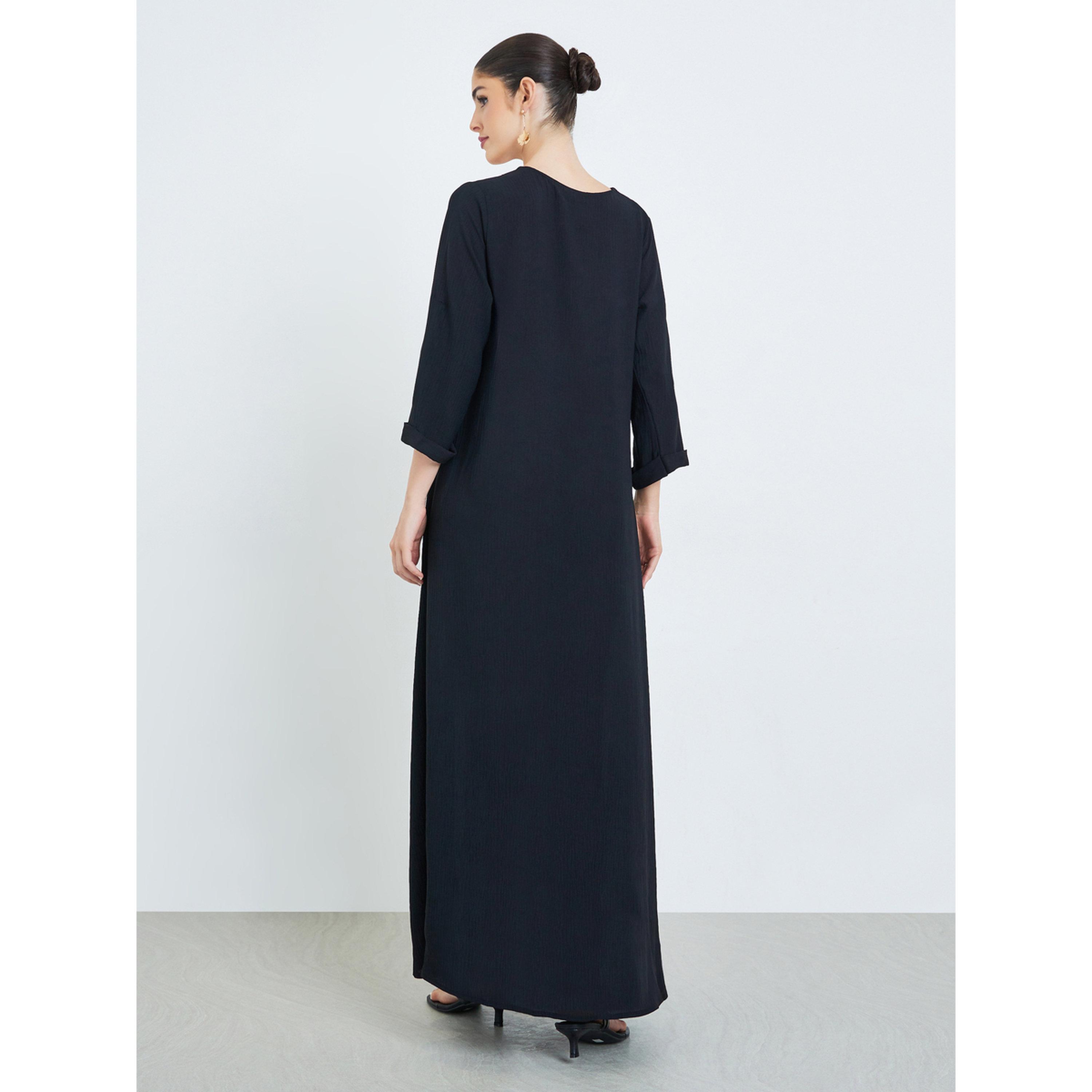 Styli Black Embroidered Panel Jalabiya-women-arabicclothing-jalabiyas-image-3