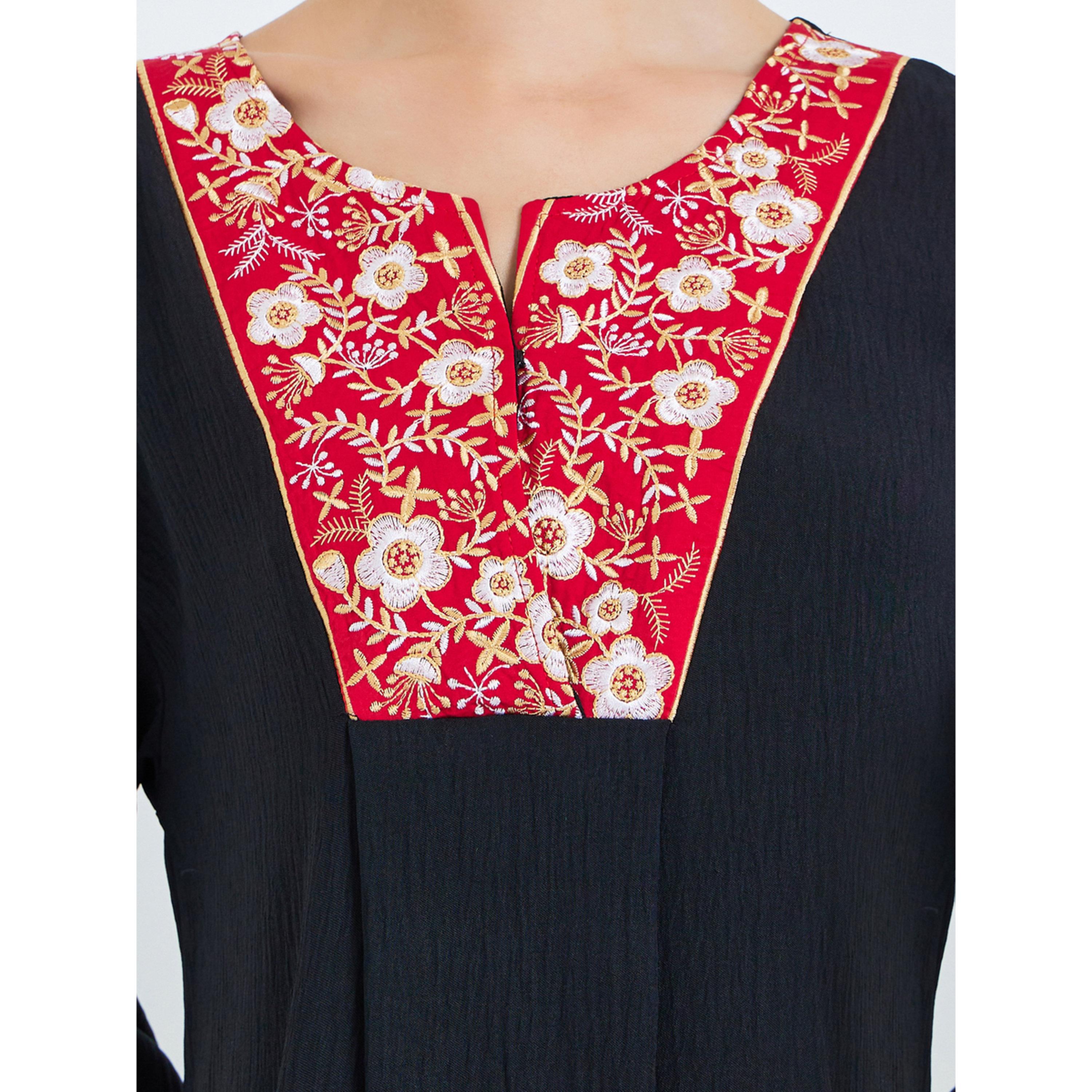 Styli Black Embroidered Panel Jalabiya-women-arabicclothing-jalabiyas-image-5