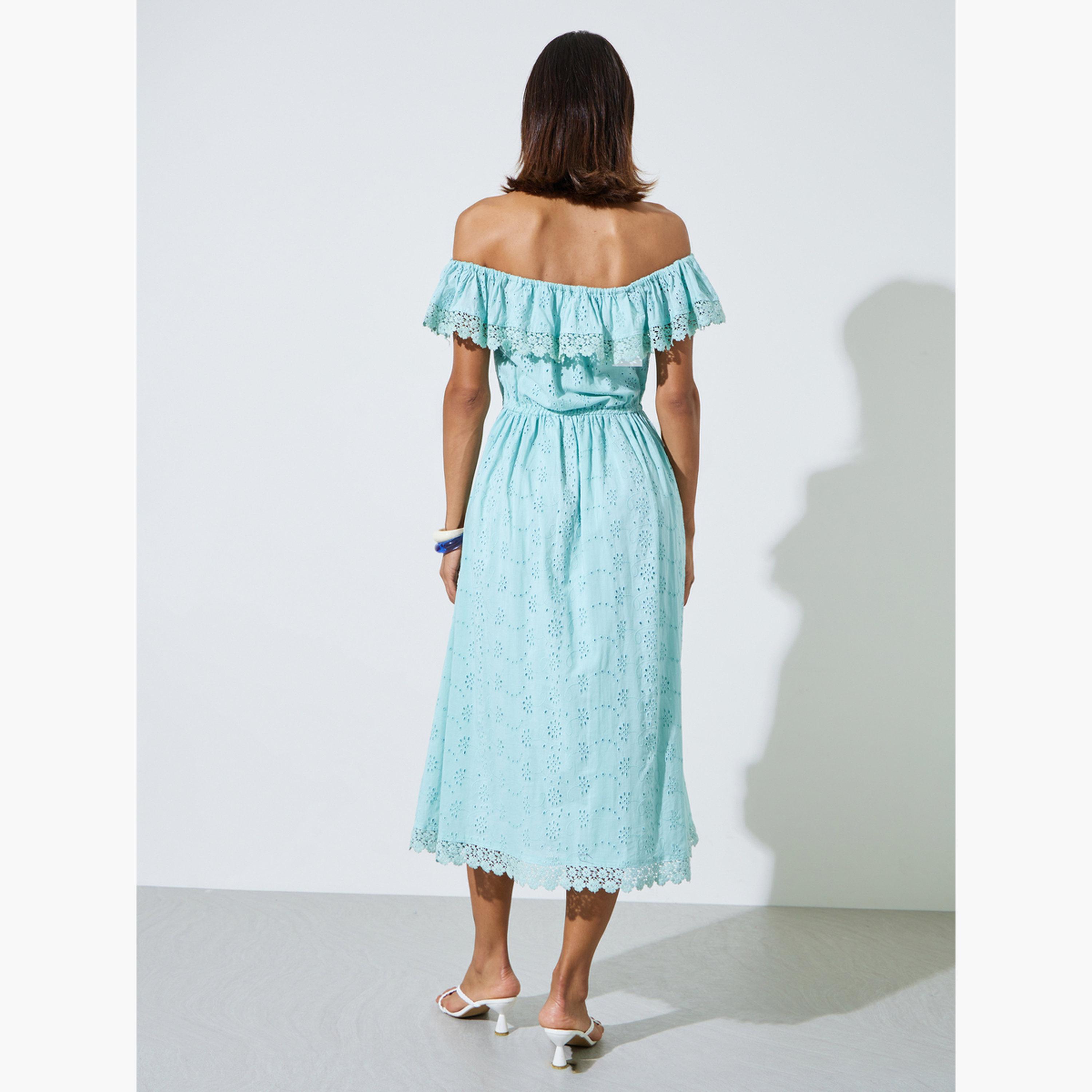 فستان ميدي قطن بأكتاف مكشوفة بتف-women-clothing-dresses-image-4